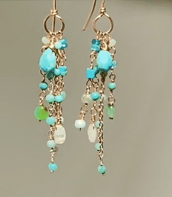 Turquoise Multi Gemstone Dangle Earrings in Rose Gold Fill - Elegant Boho Jewelry for Women, Perfect for Weddings, Parties & Everyday Wear