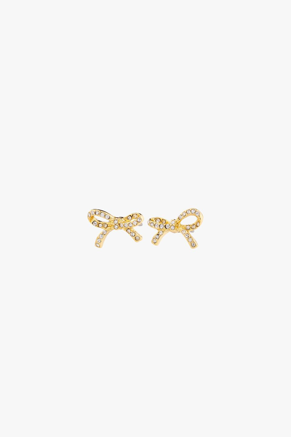 Catharina Small EOL Crystal Gold Bow Stud Earrings - Elegant Gold-Tone Bow Earrings with Sparkling Crystals for Women | Perfect for Parties, Weddings & Everyday Wear