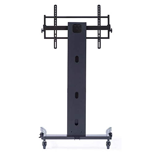 Premium Curved Wood TV Stand with Mount for 40-70 Inch Flat Screen TVs - Modern Black Entertainment Center for Living Room, Bedroom & Home Theater