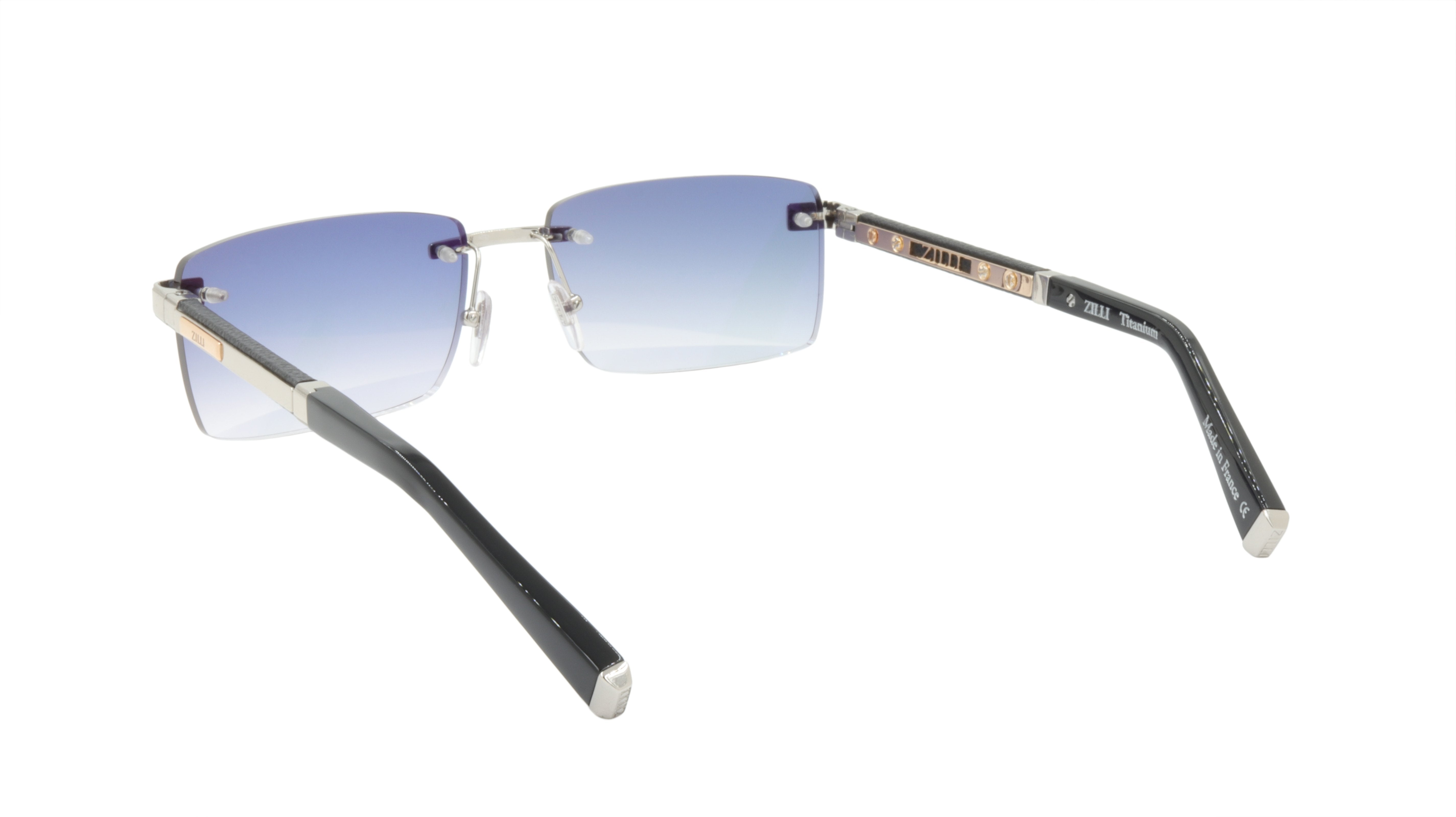 ZILLI Luxury Sunglasses for Men & Women - Titanium Acetate Frame with Leather Temples & Gradient Lenses - Handmade in France (Model ZI 65038 C02) - Perfect for Driving, Travel & Fashion Accessories