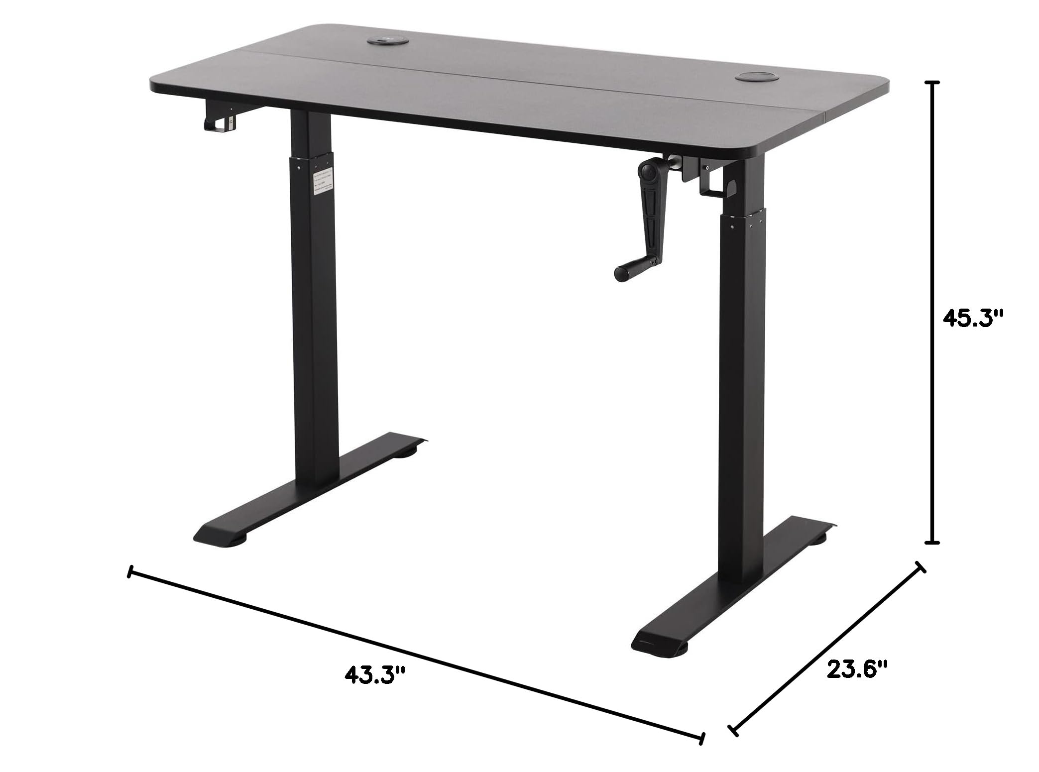UNICOO Adjustable Height Standing Desk with USB & Wireless Charger - Electric Crank Game & Computer Desk for Home Office (Black, M2) - Perfect for Gaming, Work & Study