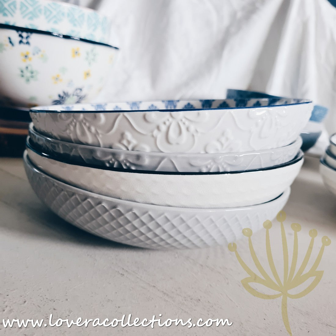 White Waves Assorted Prints Pasta Dish Set - 50% Off + Buy 1 Get 1 Free - Perfect for Dinner Parties & Italian-Themed Decor