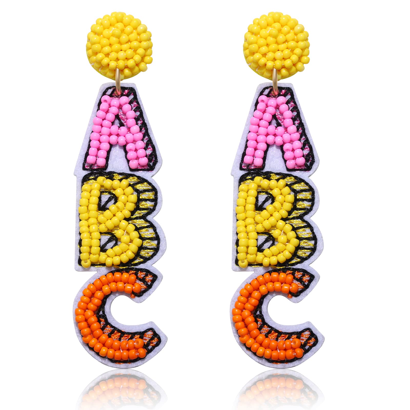 Beaded Apple ABC Pencil Earrings - Teacher Appreciation Gift for School