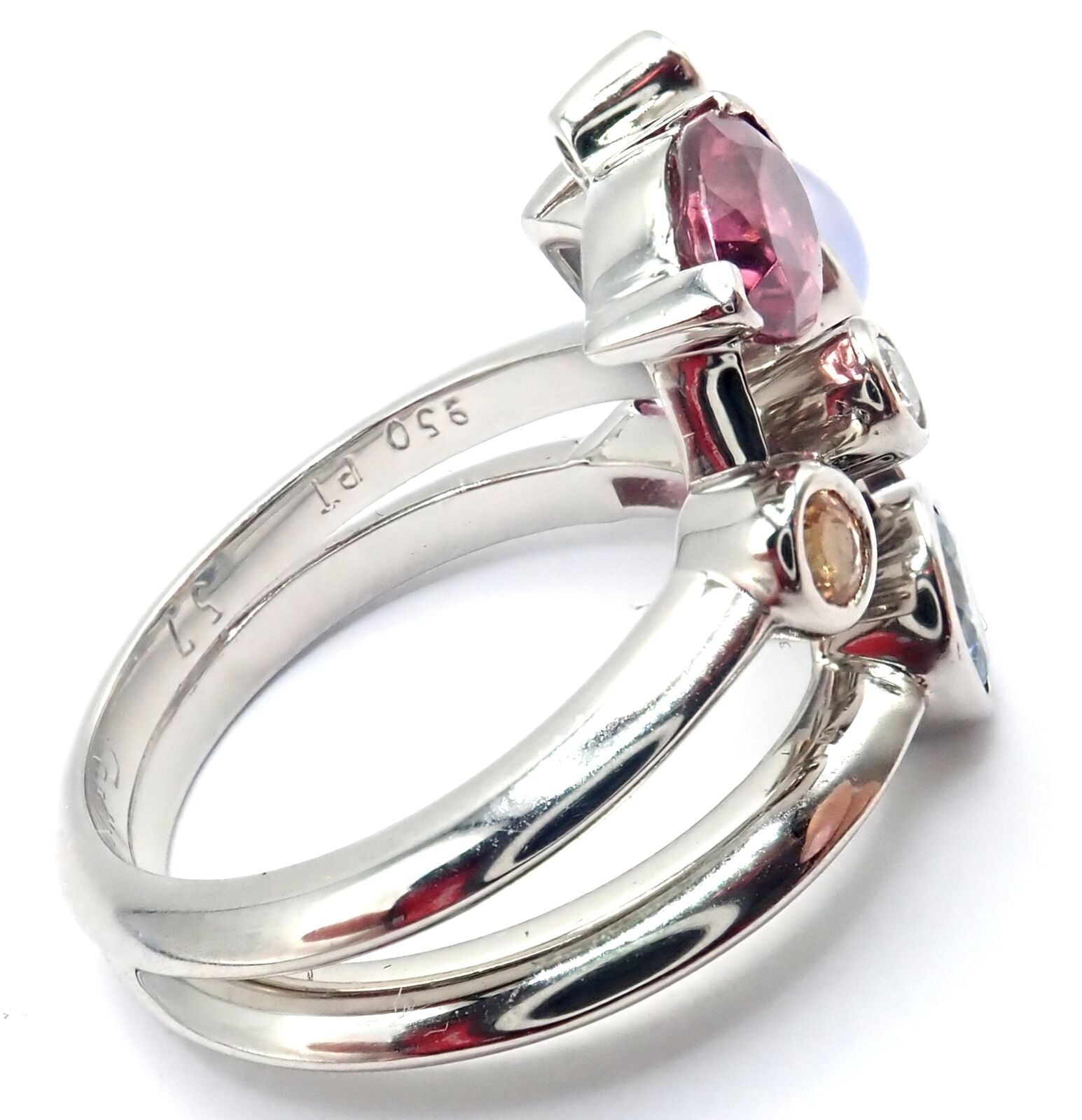 Authentic Cartier Meli Melo Platinum Ring with Chalcedony, Tourmaline, Garnet & Diamonds | Luxury Jewelry for Weddings, Anniversaries & Special Occasions