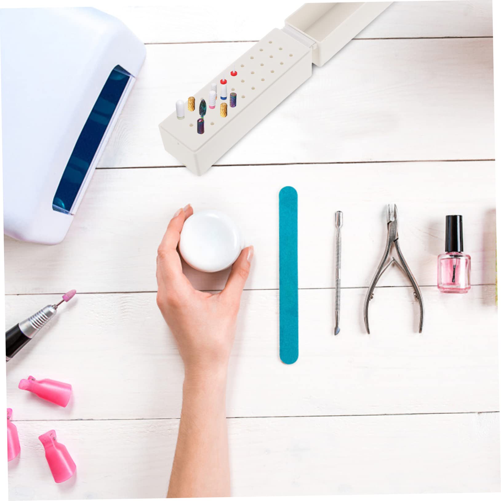 BIUDECO 2-Piece Nail Drill Bit Storage Case - Holds 30 Sanding Caps & Drill Bits - Durable Plastic Nail Art Accessory Organizer - Perfect for Salon Professionals & DIY Manicures at Home