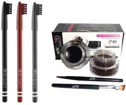 ClubComfort Gel Eyeliner & Eyebrow Pencil Set - Black, Brown, Grey (4-Piece Kit) | Waterproof, Long-Lasting Makeup for Everyday Use & Professional Looks | Perfect for Eyebrow Shaping, Eyeliner Wing, and Natural Makeup Styles