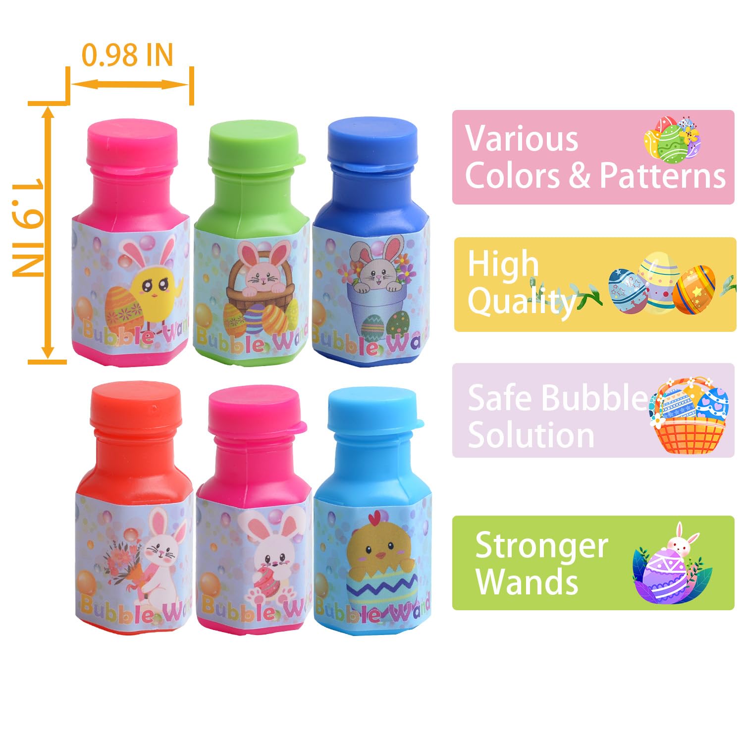 36 Pack Prefilled Easter Eggs with Mini Bubble Wands Inside - Kids Easter Basket Stuffers, Bubble Blowing Toys for Boys & Girls - Perfect for Easter Egg Hunts, Party Favors & Spring Celebrations