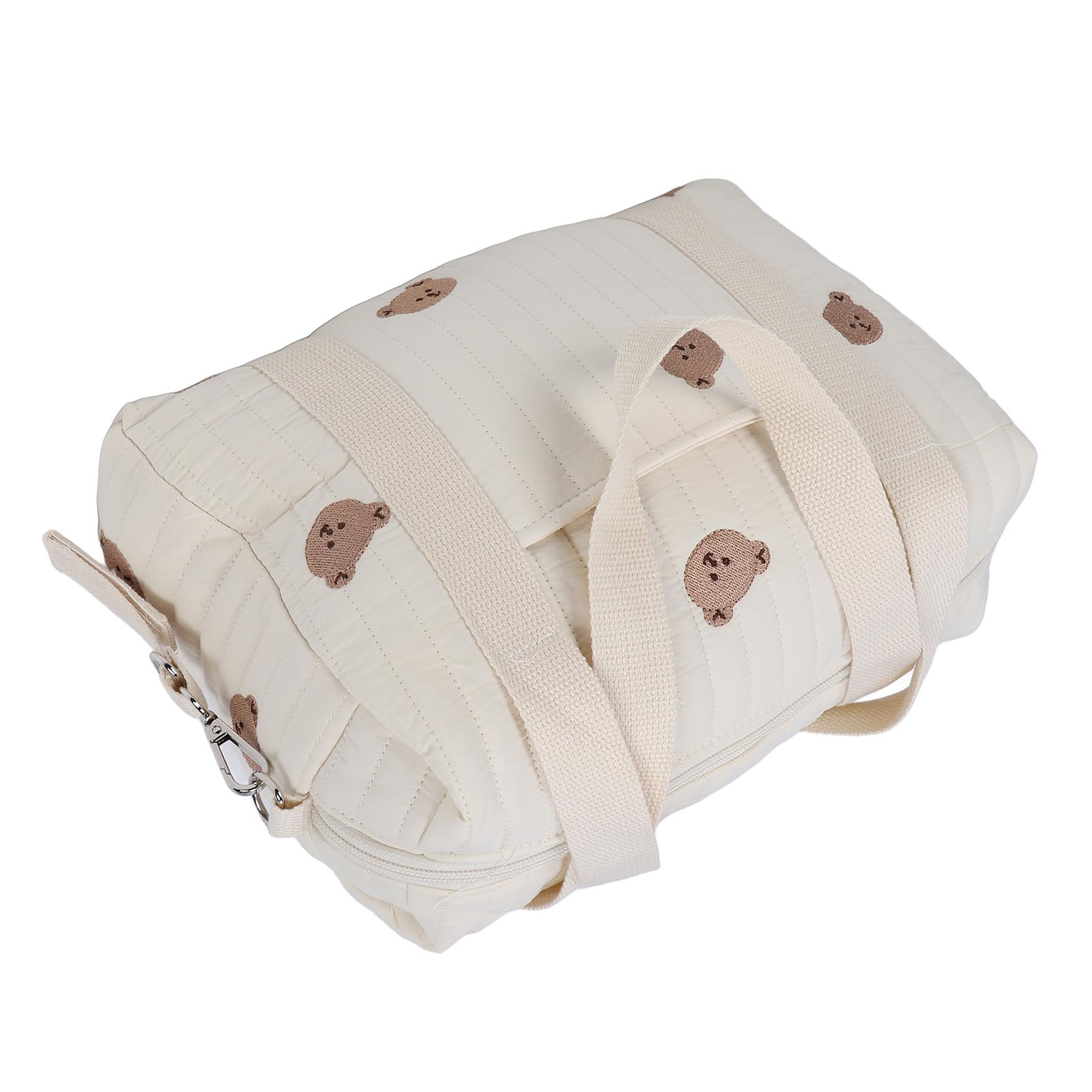 Baby Stroller Storage Bag with Zipper - Reusable Hanging Organizer for Diapers & Essentials, Embroidery Bear Design - Perfect for Shopping, Travel & Daily Outings with Your Baby