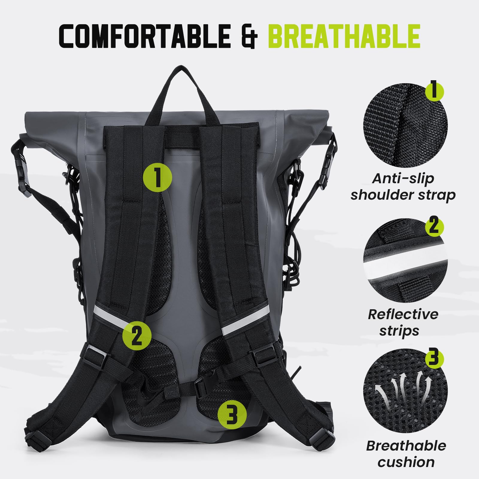 Waterproof 30L Motorcycle Backpack for Men - Large Capacity Travel & Laptop Rucksack with Helmet Strap - Ideal for Commuting, Road Trips & Adventure Riding