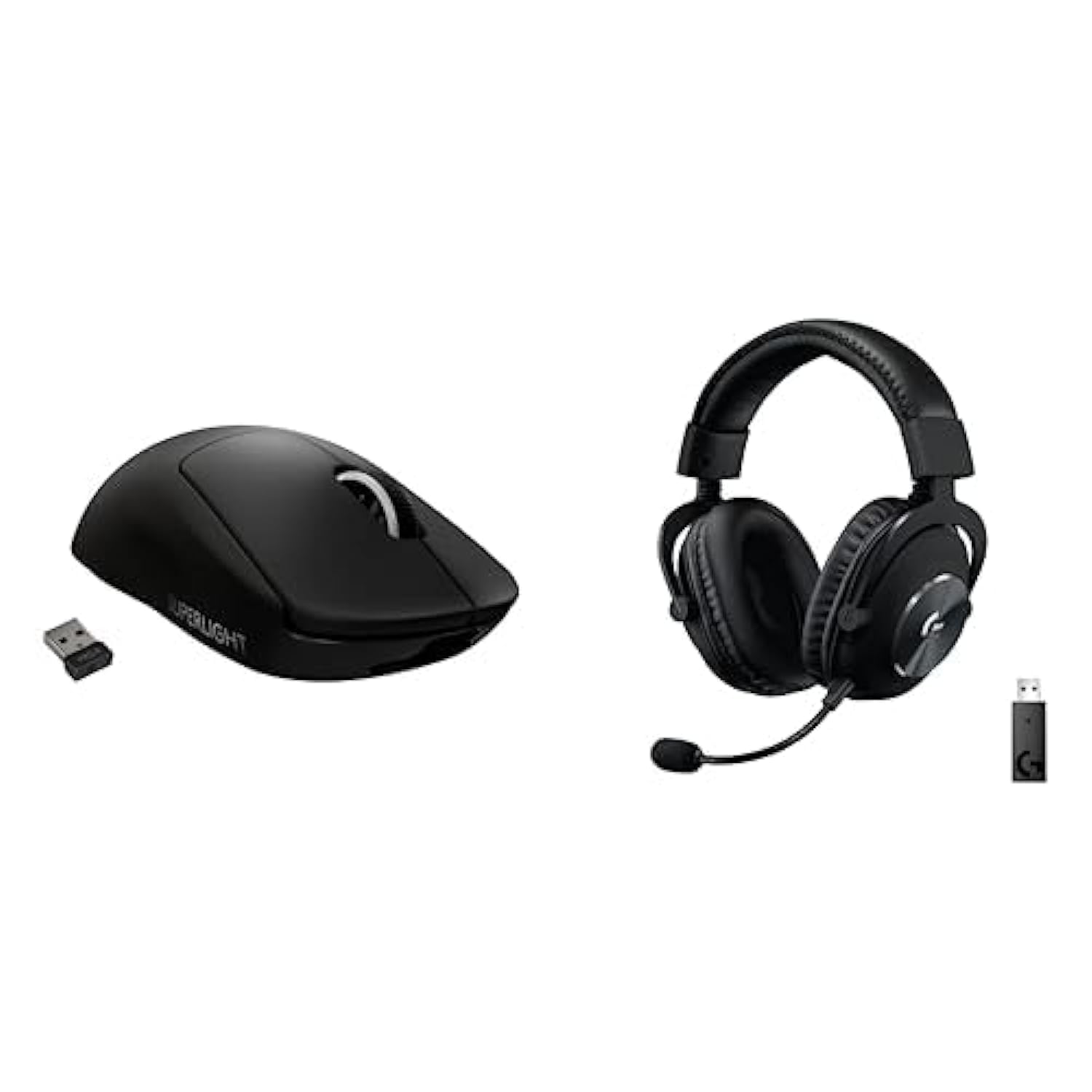 Logitech G PRO X Wireless LIGHTSPEED Gaming Headset & G PRO X SUPERLIGHT Wireless Gaming Mouse with HERO 25K Sensor - Black - Perfect for Competitive Esports, Streaming & PC Gaming
