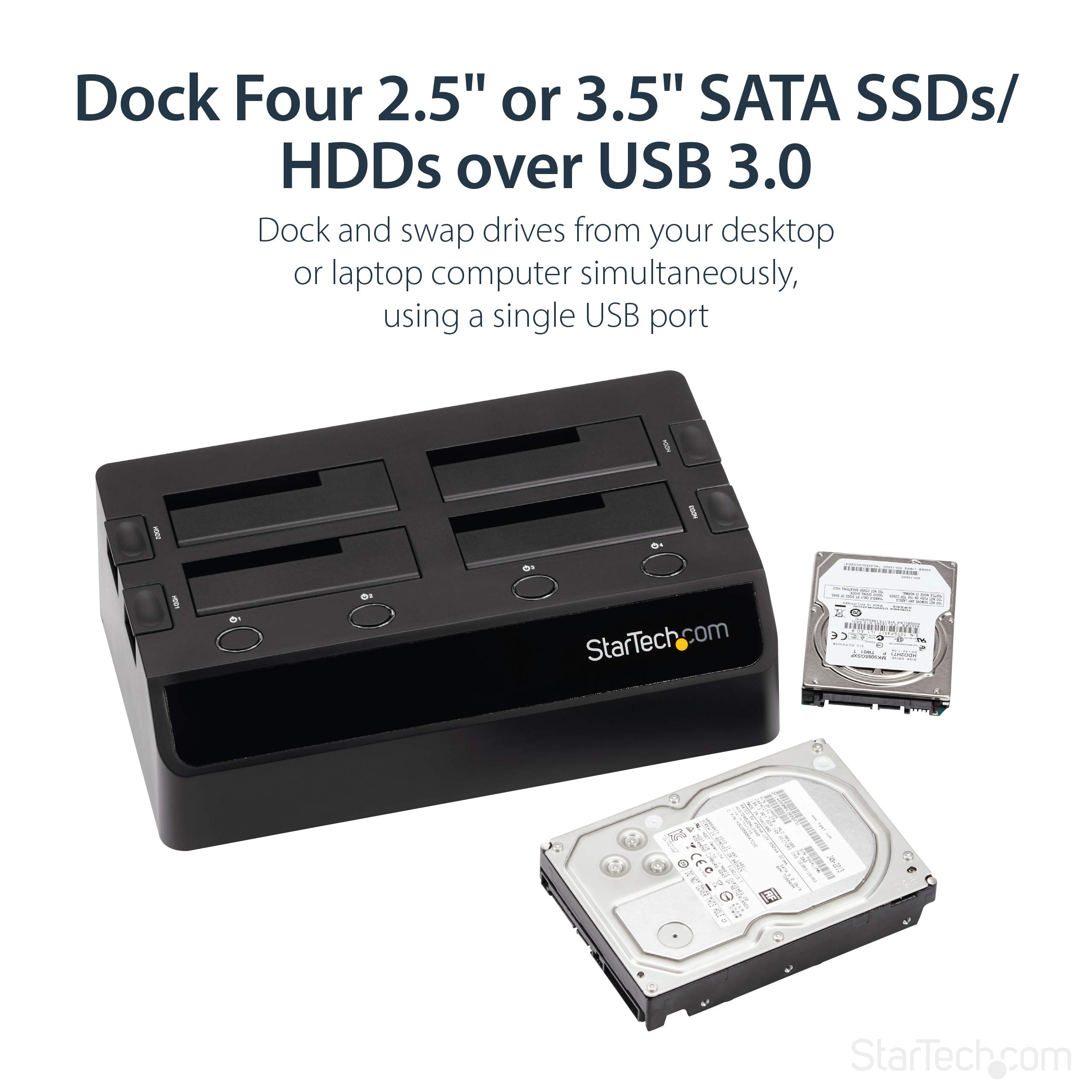 StarTech.com 4-Bay USB 3.0 to SATA Hard Drive Docking Station for 2.5/3.5