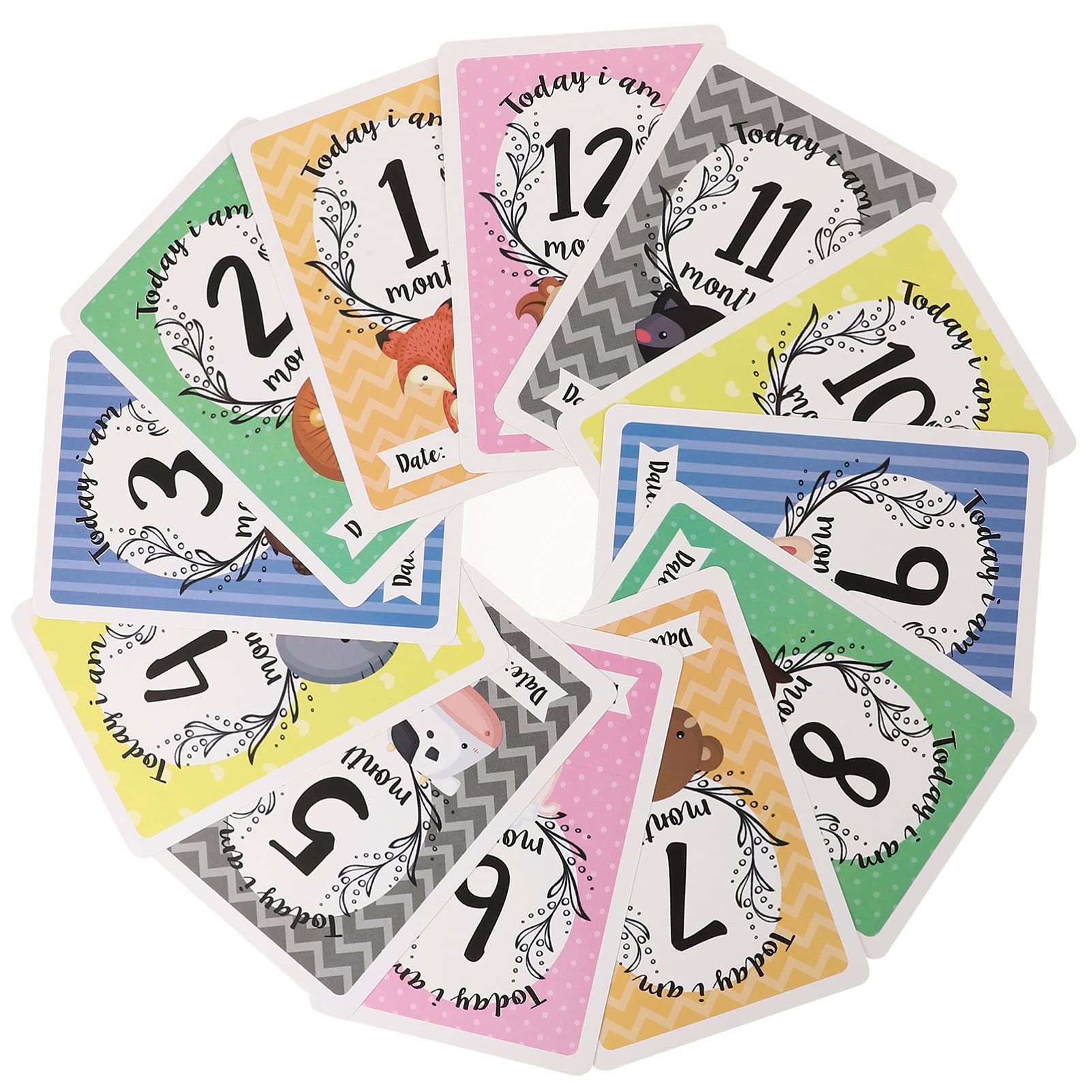 TOYANDONA 12 Pcs Wooden Baby Monthly Milestone Cards - Reversible Birth Month Photo Props for Newborn Boys & Girls - Pregnancy Keepsake with Storage Bag | Perfect for Baby Showers, Monthly Photos & First Birthday Decorations