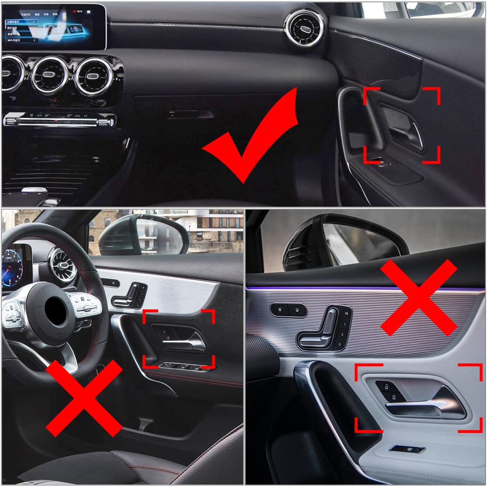 Carbon Fiber Look Door Pull Handle & Support Bracket for Mercedes-Benz A-Class W177 (2019) - Interior Door Panel Upgrade for Enhanced Grip & Luxury Style | Perfect for Car Enthusiasts & DIY Auto Modifications