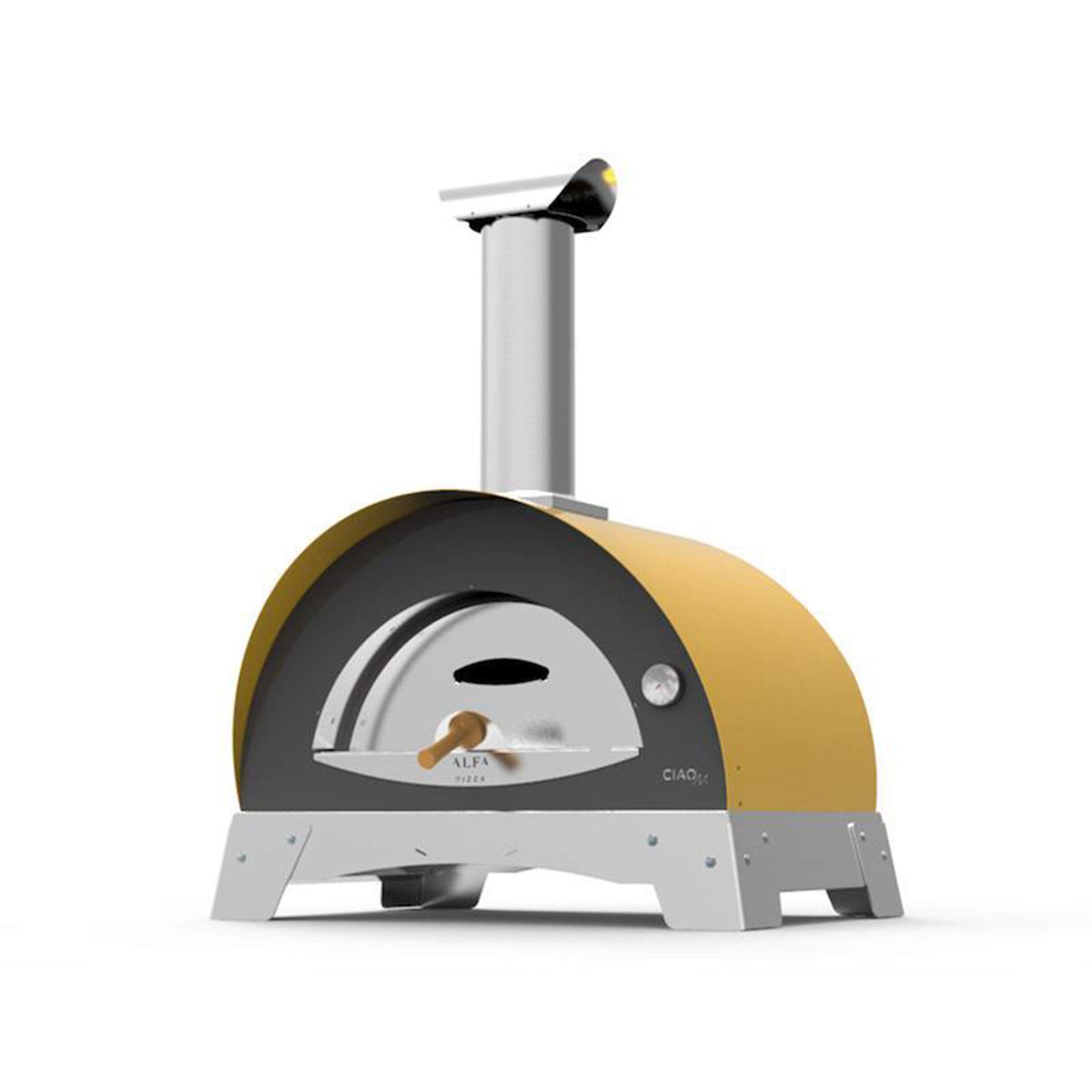 Alfa Pizza Oven CIAO Yellow - Outdoor Wood Fired Pizza Maker for Backyard, Garden & Camping | Authentic Italian Pizza Baking