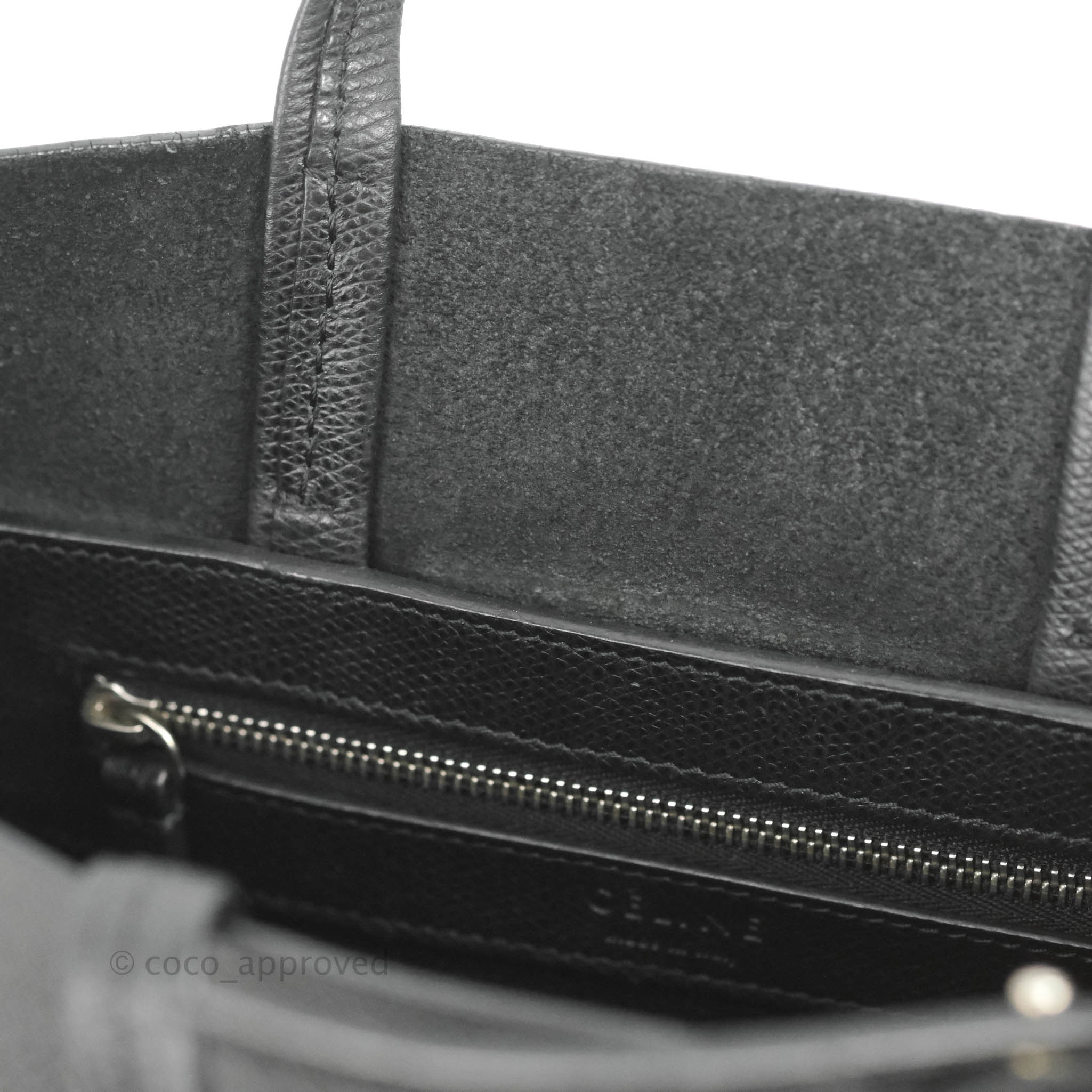 Celine Small Vertical Cabas Tote Bag in Black Grained Calfskin with Silver Hardware - Perfect for Work, Travel & Everyday Luxury