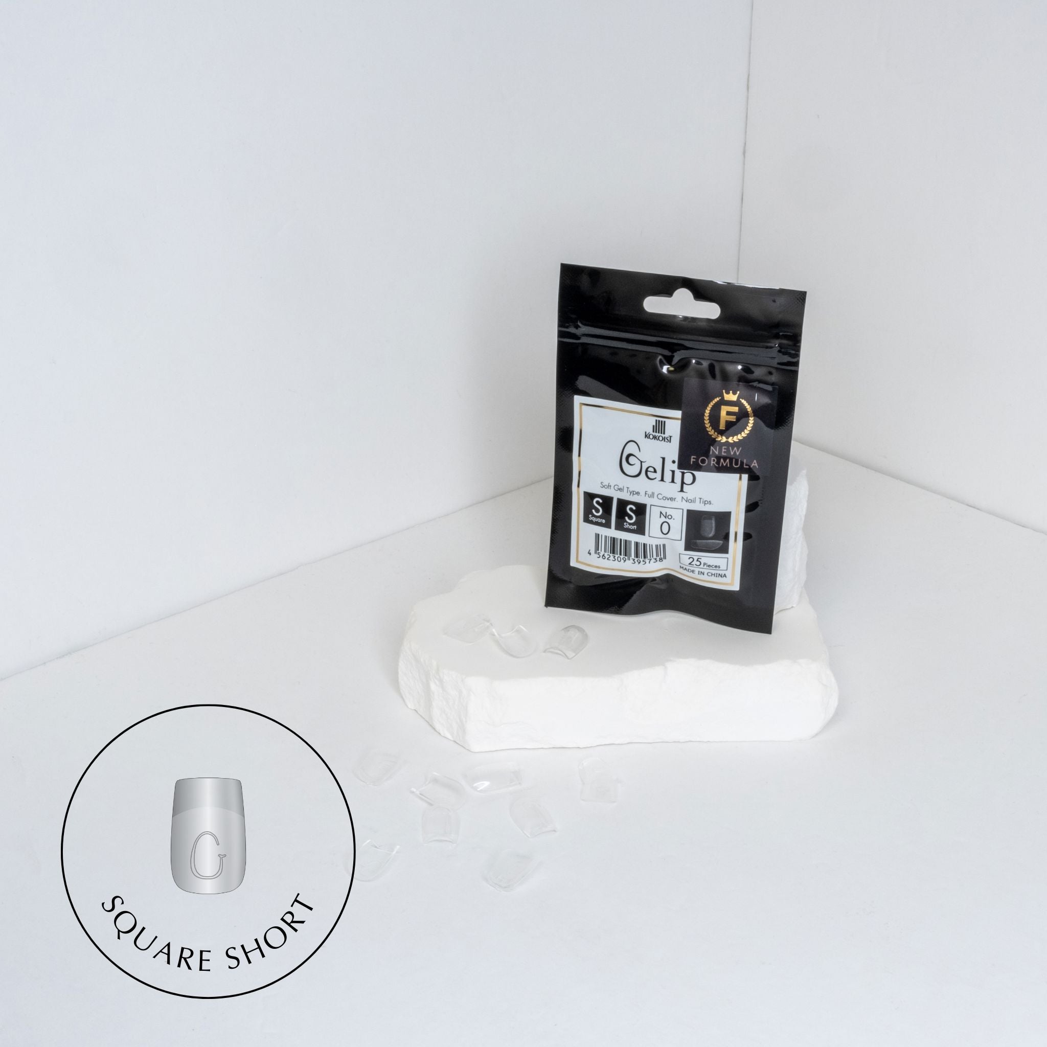 Kokoist Square Short Gel Nail Tips Refill Pack - 25 Pieces | DIY Nail Art, Salon Quality, Easy Application for Home & Professional Use