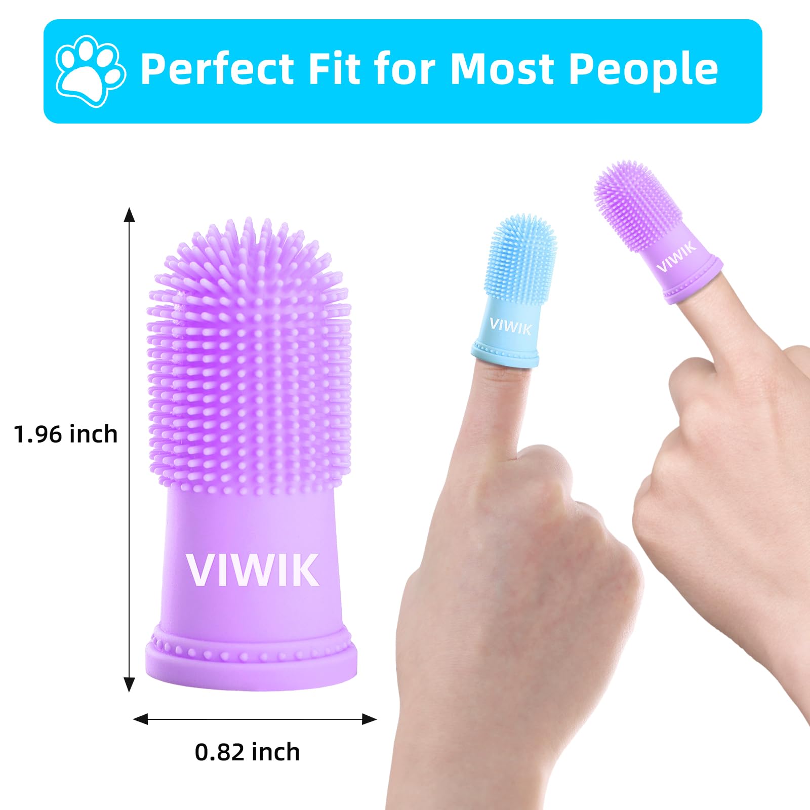 VIWIK 4-Pack Dog & Cat Toothbrush Kit - Finger Toothbrush for Small to Large Dogs & Puppies | Pet Dental Care & Teeth Cleaning Supplies | Perfect for Daily Oral Hygiene at Home