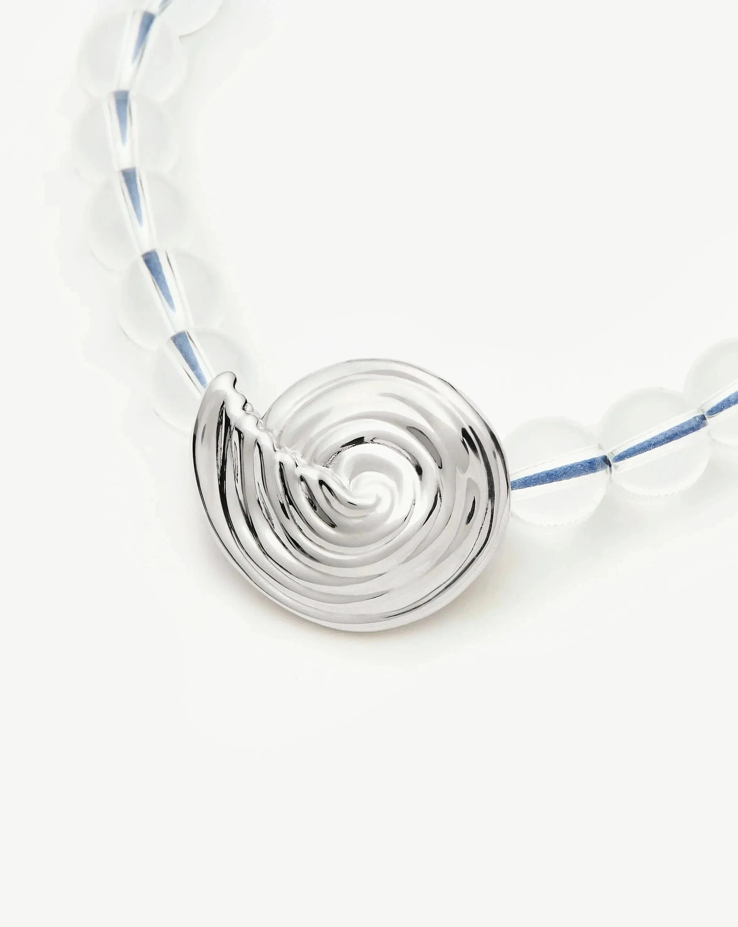 Spiral Gemstone Beaded Pendant Necklace - Silver Plated with Clear Crystal Quartz | Elegant Boho Jewelry for Women, Perfect for Parties, Weddings & Everyday Wear
