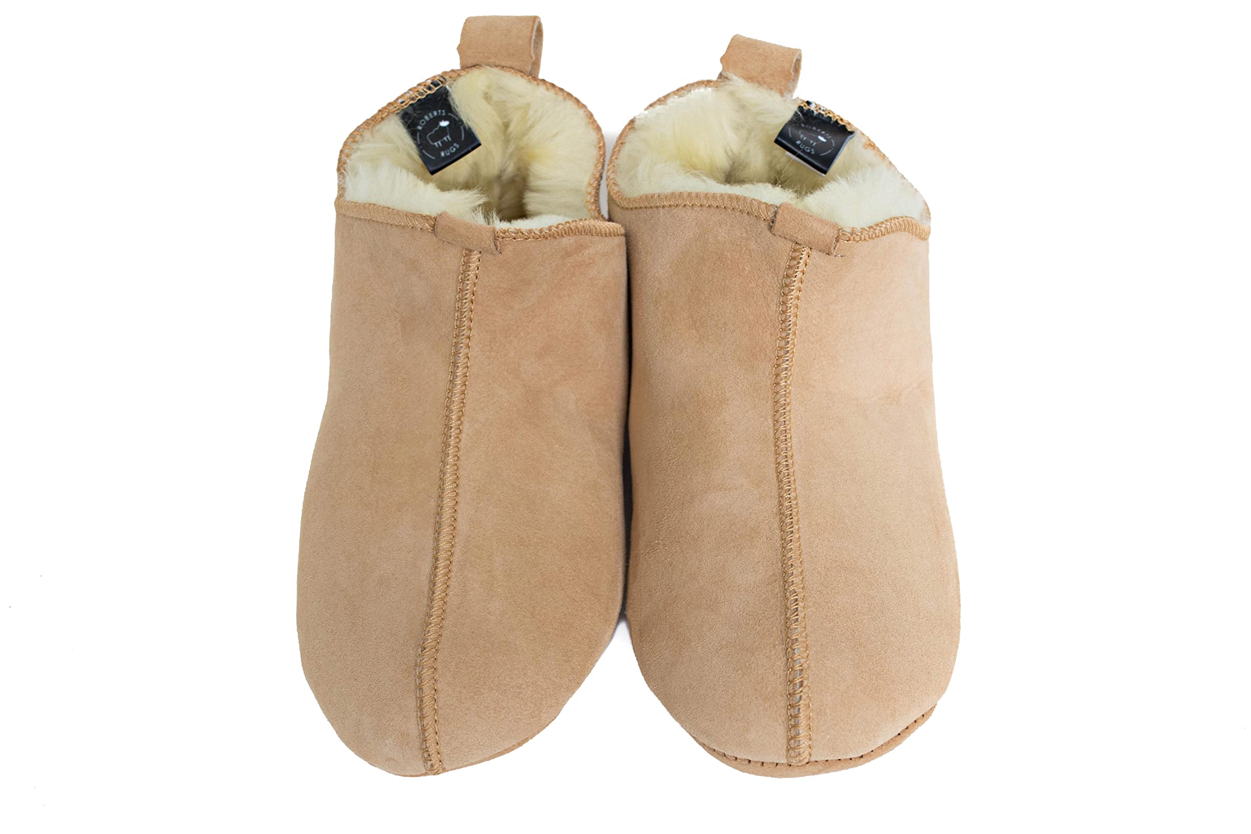 Unisex Natural Beige Wool Slippers with Soft Sole - Genuine Sheepskin Winter Slippers for Men and Women - Handmade Warm House Shoes for Indoor Comfort & Cozy Home Wear