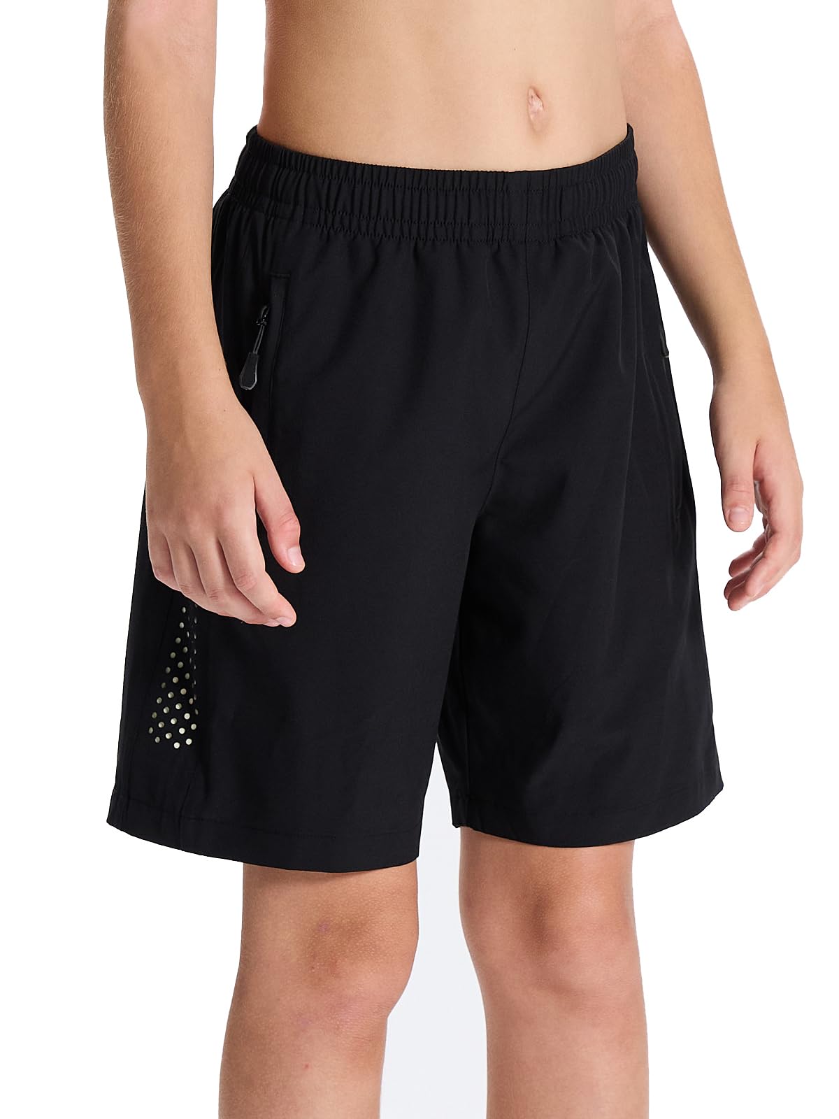 DEVOROPA Youth Boys Athletic Running Shorts - Lightweight Quick Dry Sports Workout Gym Hiking Shorts with Zip Pockets & UPF 50+ Sun Protection - Perfect for Jogging, Training, and Outdoor Activities