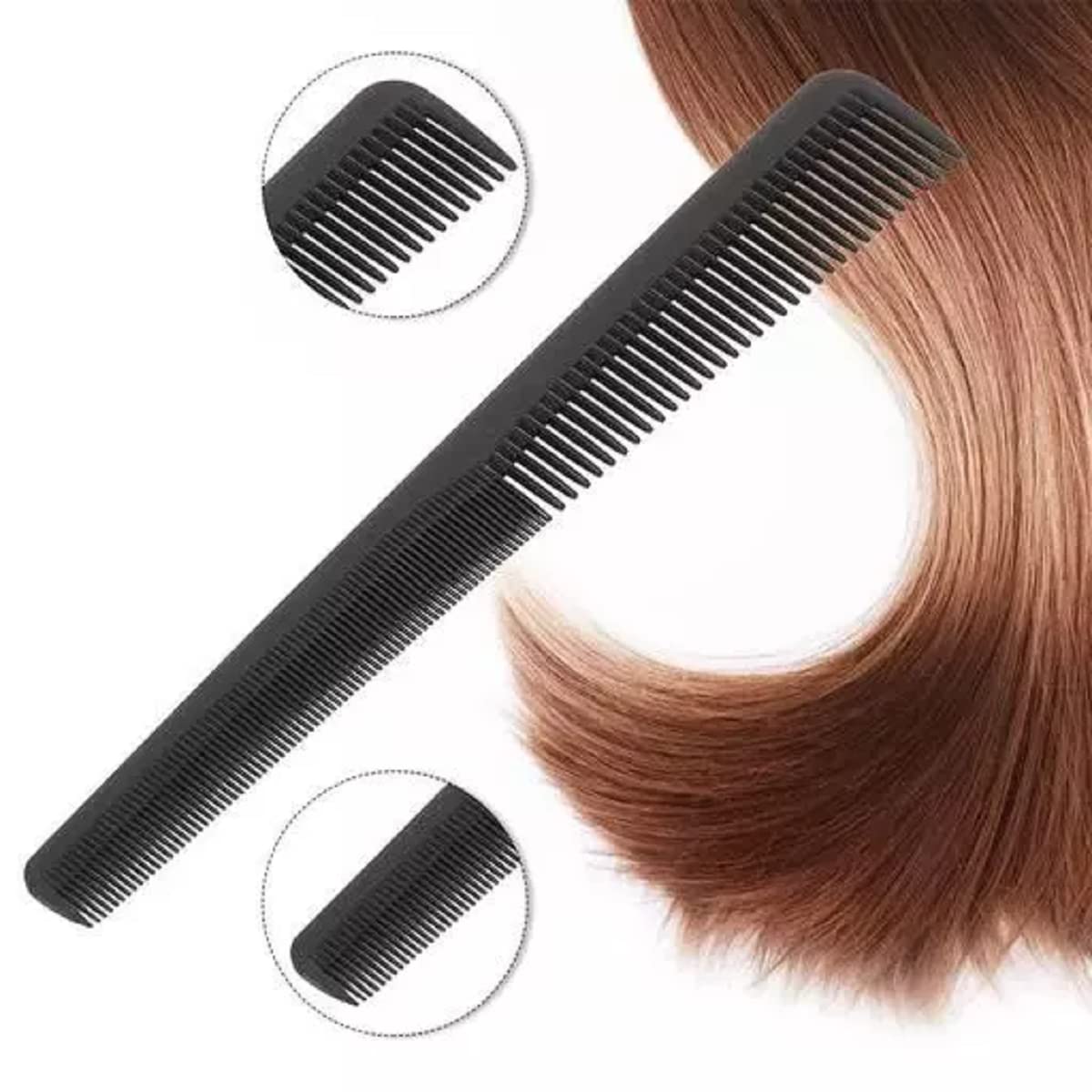 ZAUKY Professional Barber Comb - Black Carbon Fiber Fine Tooth Hair Cutting Comb with Hair Dye Brush | Styling, Coloring & Haircut Tools for Salon & Home Use