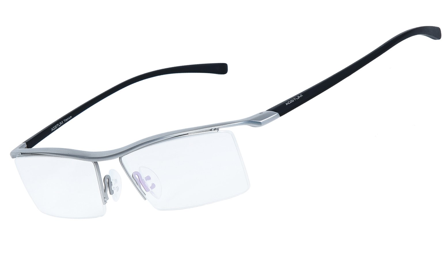 Agstum Blue Light Blocking Glasses Anti-Fatigue - Titanium Half Rimless Computer Glasses for Office Work & Screen Time | Reduce Eye Strain for Gaming, Reading & Digital Device Use