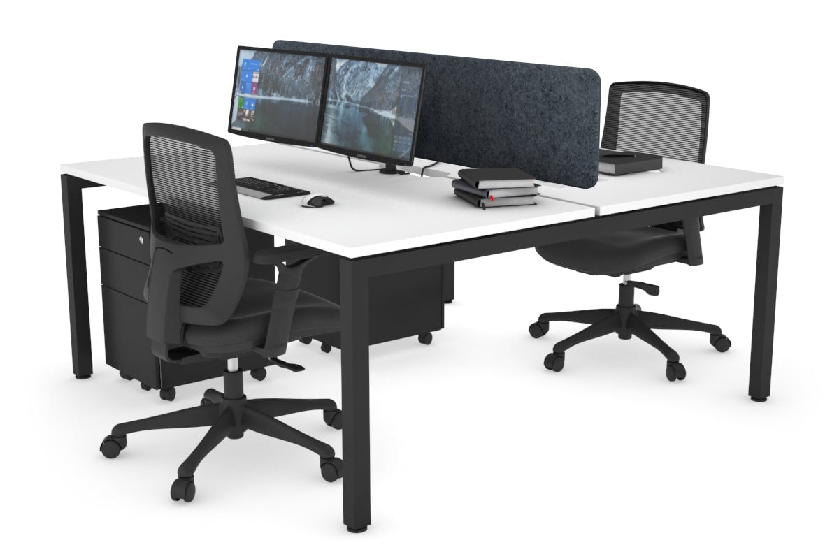 Quadro Square Legs 2-Person Office Workstation Desk - 1600L x 800W with Cable Management Scallop - Perfect for Shared Workspaces & Home Offices