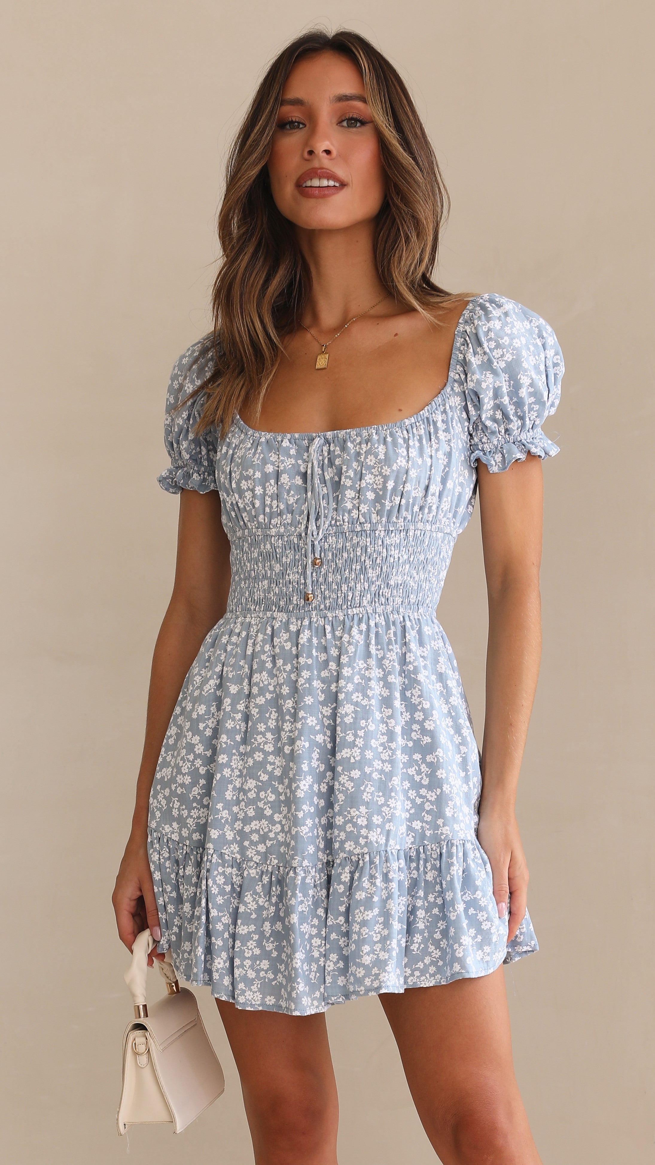 Kori Mini Dress - Blue Floral Print Summer Dress for Women | Perfect for Beach Vacations, Date Nights & Casual Outings