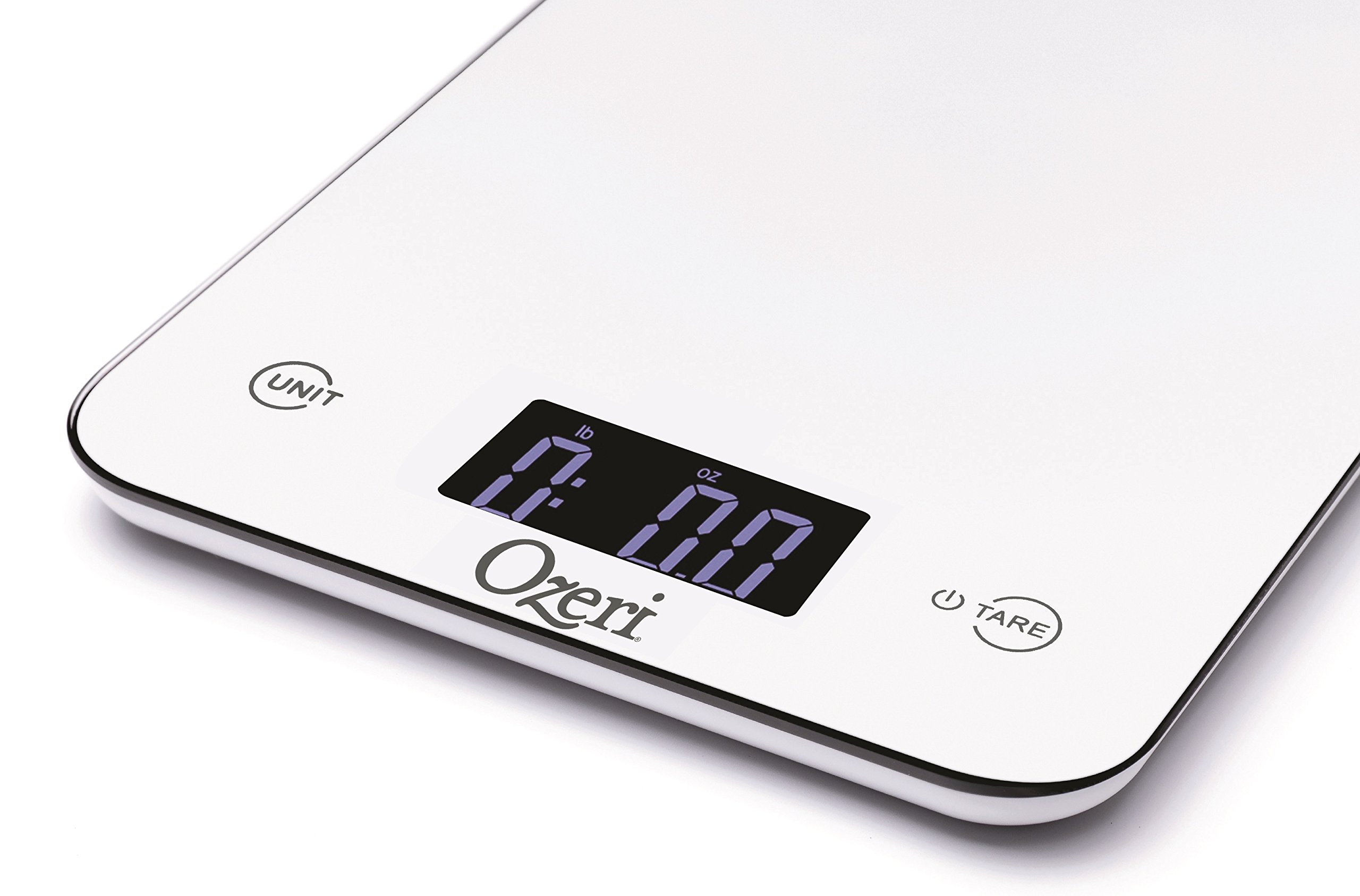 Ozeri Touch Professional Tempered Glass Digital Kitchen Scale - 11 lbs Capacity, 0.1 oz Precision, LCD Display - Perfect for Baking, Cooking, Meal Prep & Portion Control (White)