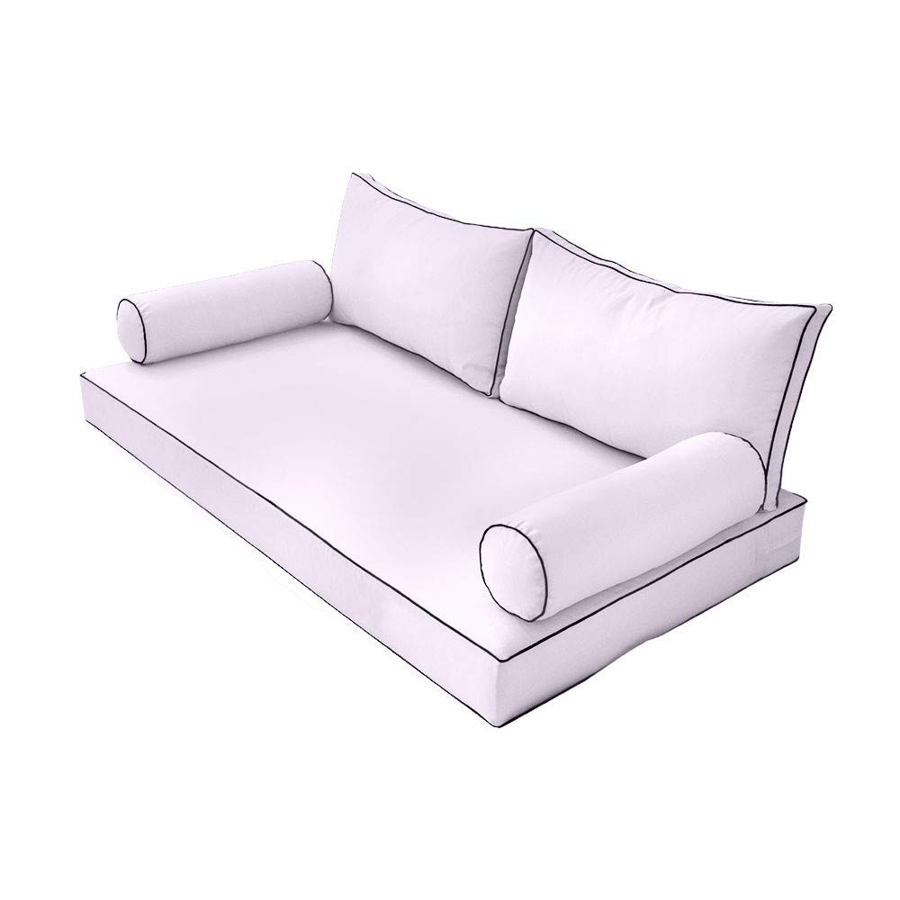 Prolinemax Outdoor Style 2 Twin-XL Daybed Mattress Cover with Contrast Trim - Fitted Bolster Pillow Sheet AD107 - Perfect for Patio Furniture, Guest Beds & Dorm Room Decor