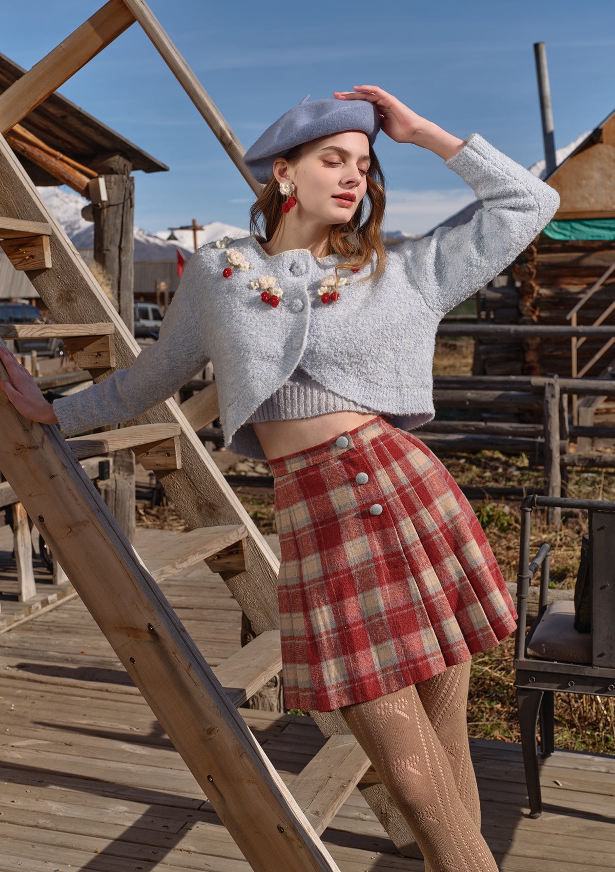 Rosey Christmas Cottage Skirt - Festive Holiday A-Line Skirt for Women | Perfect for Christmas Parties, Family Gatherings & Winter Photoshoots