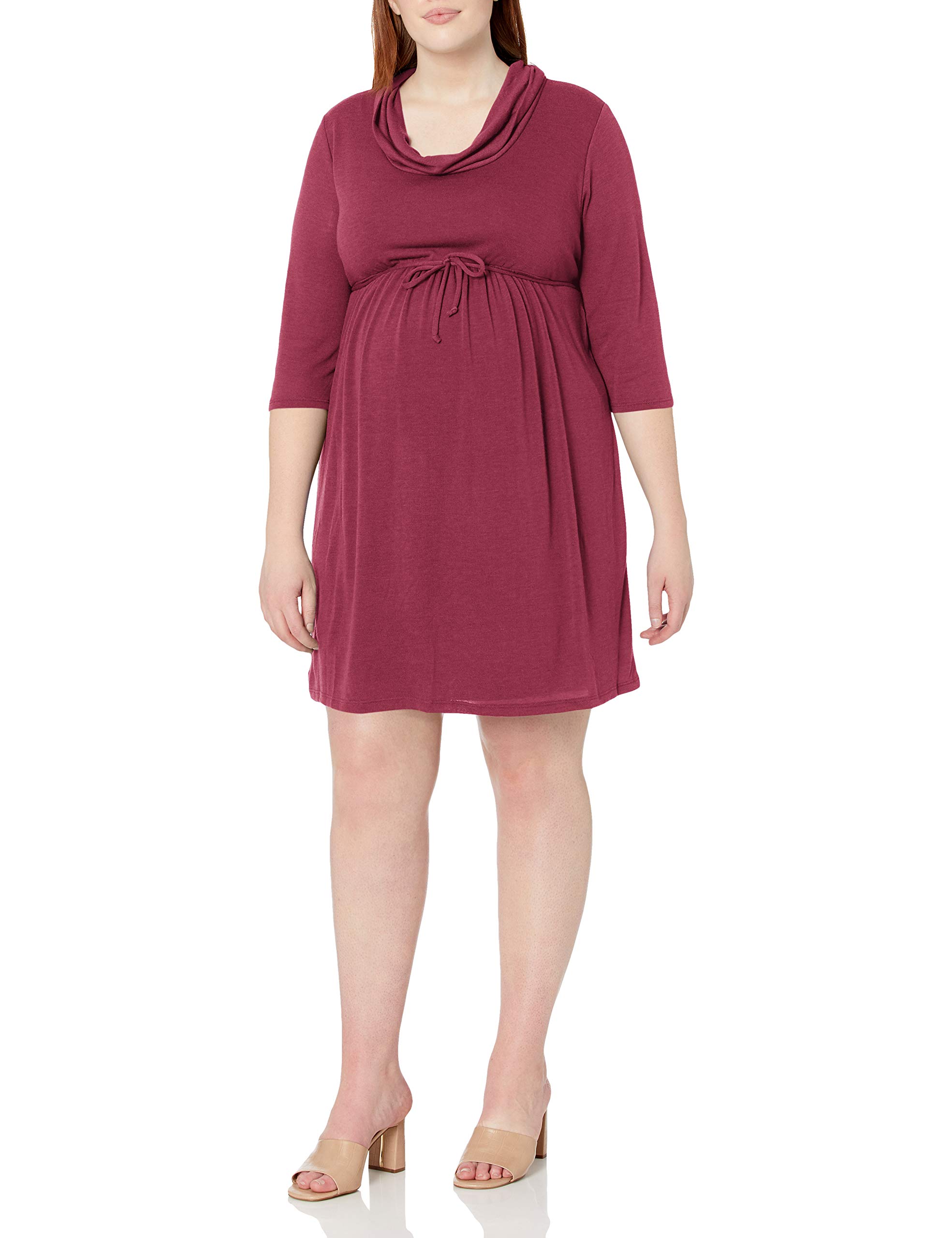 Three Seasons Maternity Women's 3/4 Sleeve Cowl Neck Solid Pregnancy Dress Plus Size - Comfortable Maternity Wear for Work, Parties & Everyday Outfits