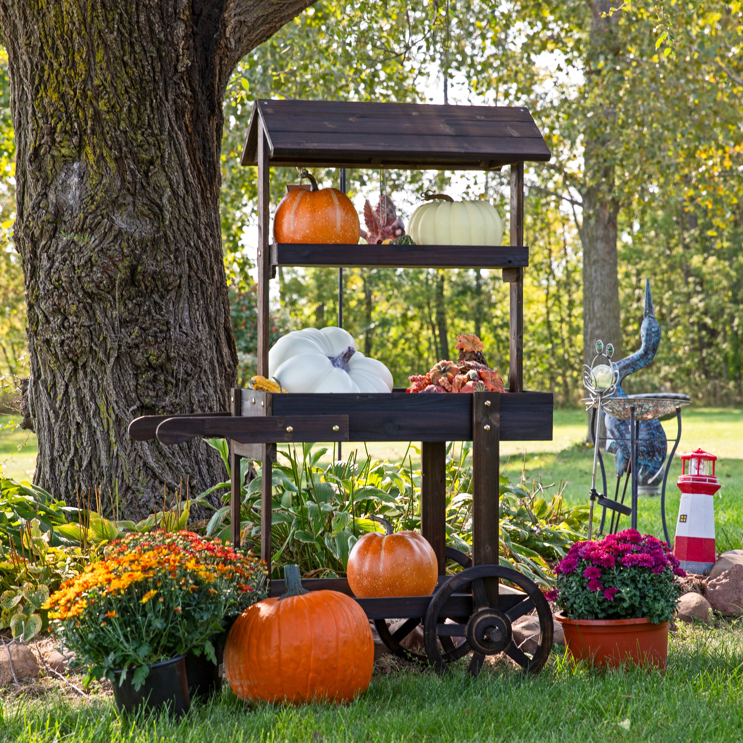 Sunnydaze Country Market Flower Cart Display Stand - 49.25
