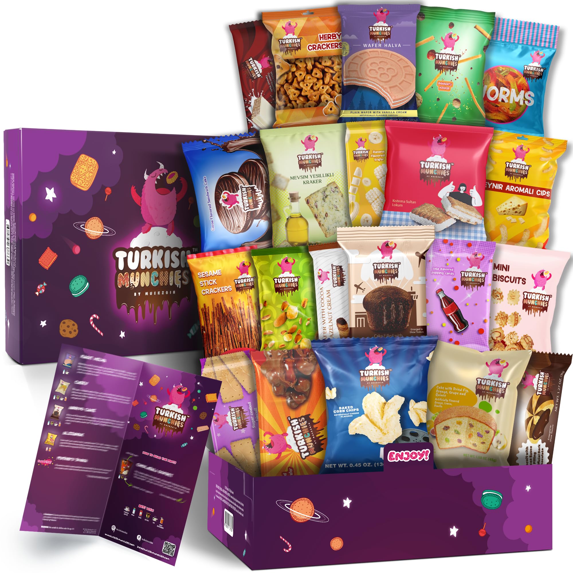 Maxi International Snack Box - Premium Exotic Snacks from Around the World | 21 Full-Size Treats Including Turkish Delights & Global Candies | Unique Gift Box for Parties, Office Treats & Cultural Food Exploration