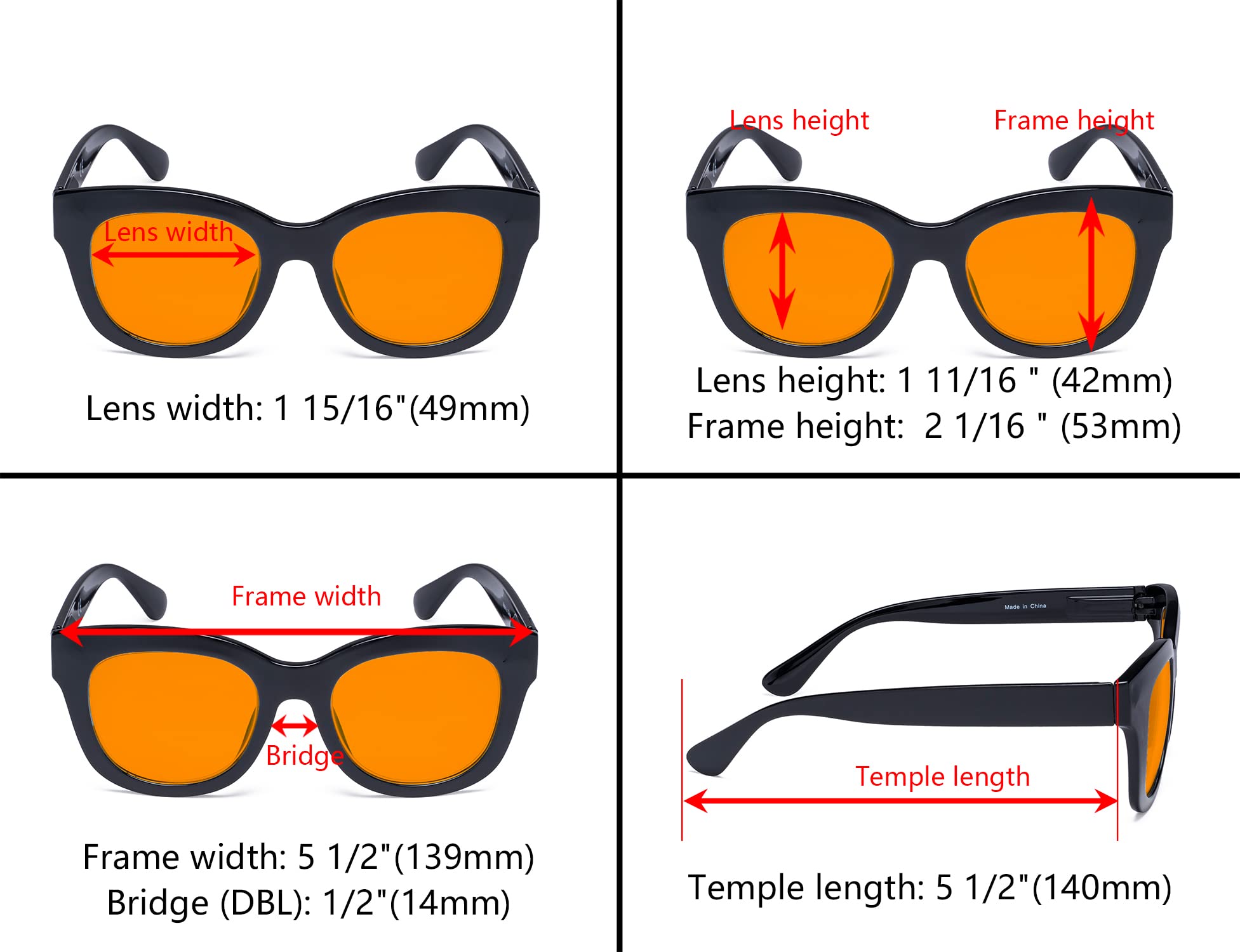 Eyekepper 4 Pack Oversized Blue Light Blocking Glasses for Women - +2.00 Reading Glasses with Orange Tint - Reduce Eye Strain for Computer Work, Gaming & Reading