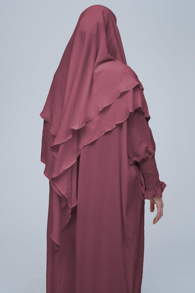 Elegant Dusty Pink Prayer Gown for Women - Modest Islamic Abaya for Omrah, Hajj & Daily Prayers - Soft Breathable Fabric for Comfortable Worship at Home or Mosque