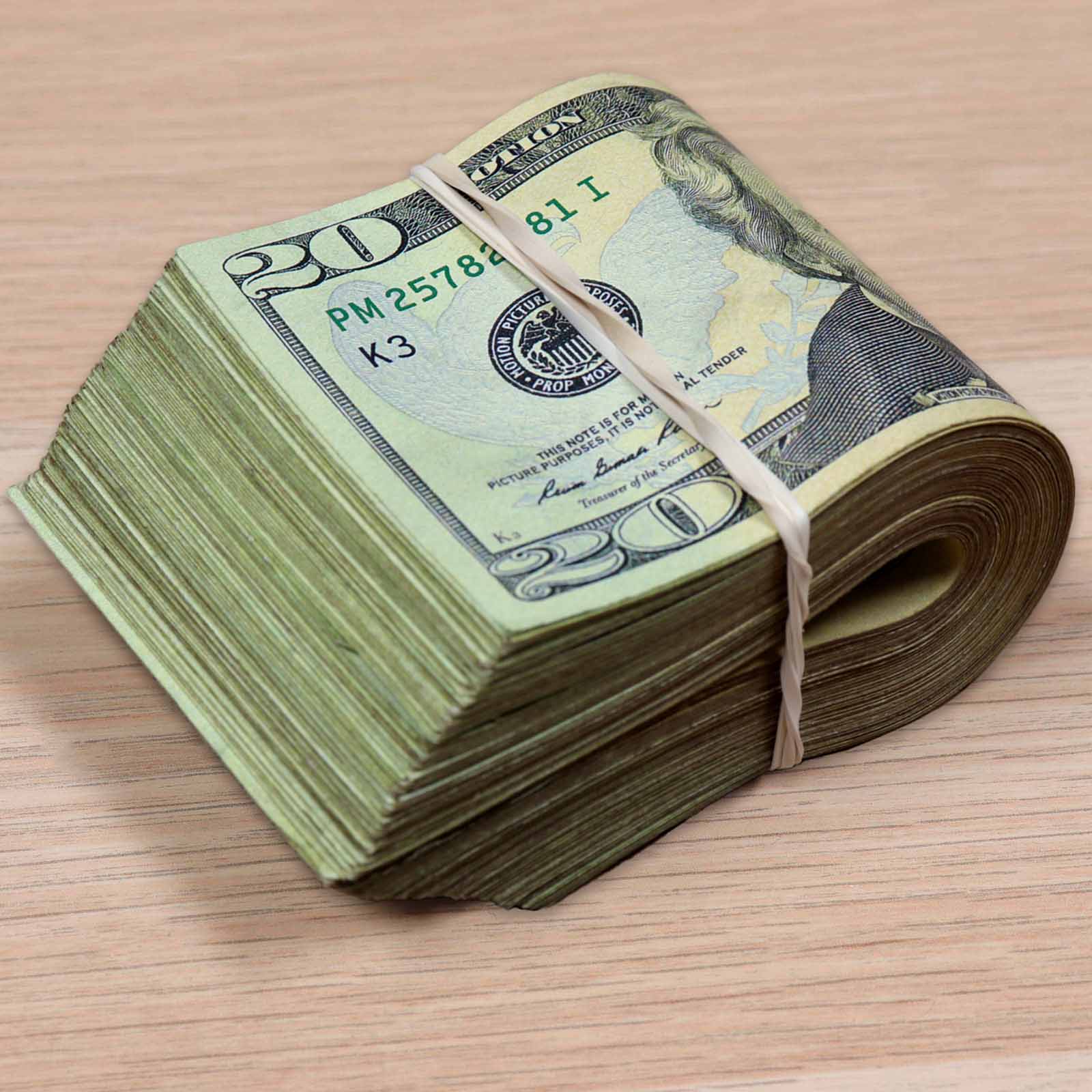 $12,000 RealAged™ New Series Full Print Stack & Band Pack - Authentic Prop Money for Movies, Photography & Educational Use