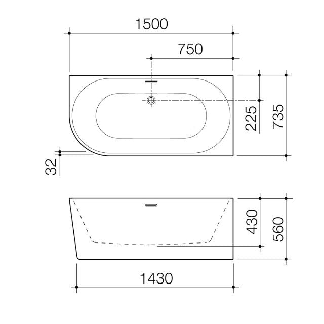 Caroma Urbane II 1500 Corner Back To Wall Bath with Overflow - Modern Space-Saving Bathtub for Small Bathrooms | Perfect for Apartments and Compact Homes