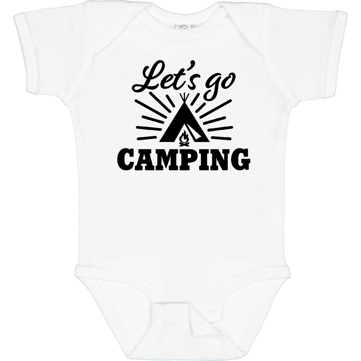 Inktastic Let's Go Camping Baby Bodysuit - Adorable Tent & Campfire Design - Perfect for Outdoor Adventures & Family Camping Trips