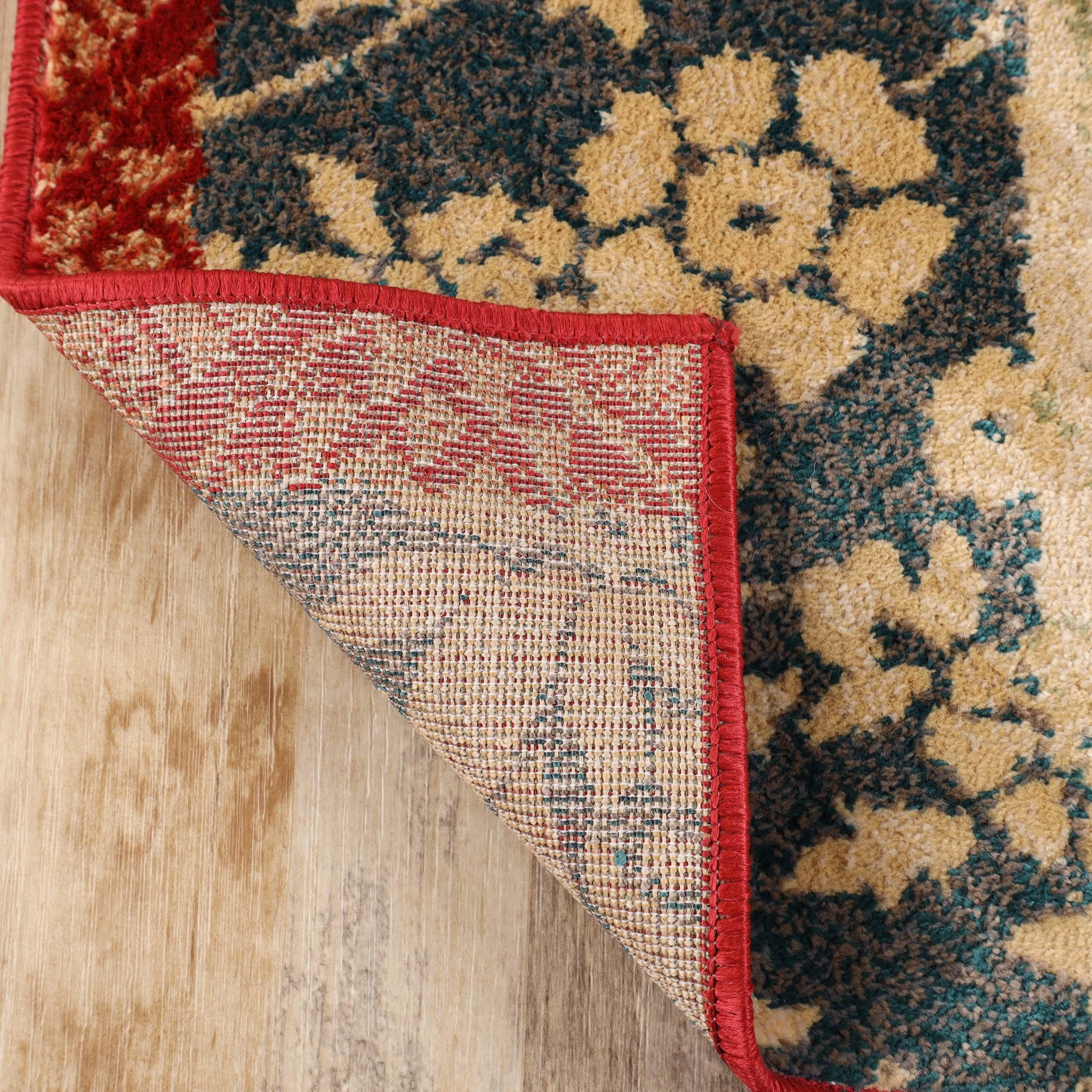 Kennicot Elegant Floral Patchwork Indoor Area Rug & Runner Rug - Soft Non-Slip Living Room Carpet for Bedroom, Hallway, Nursery Decor