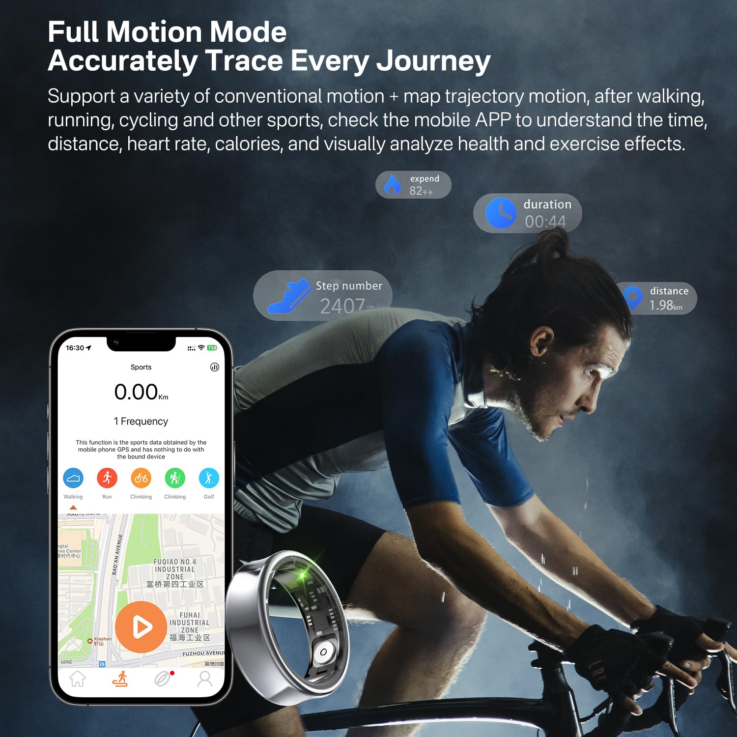 Titanium Alloy Smart Ring for Men & Women - Health & Fitness Tracker with Heart Rate Monitor, Hand Gesture Control for TikTok, No App Subscription Needed (iOS/Android Compatible, Deep Gray, Size 7) - Perfect for Workouts, Sleep Tracking & Social Media Interaction