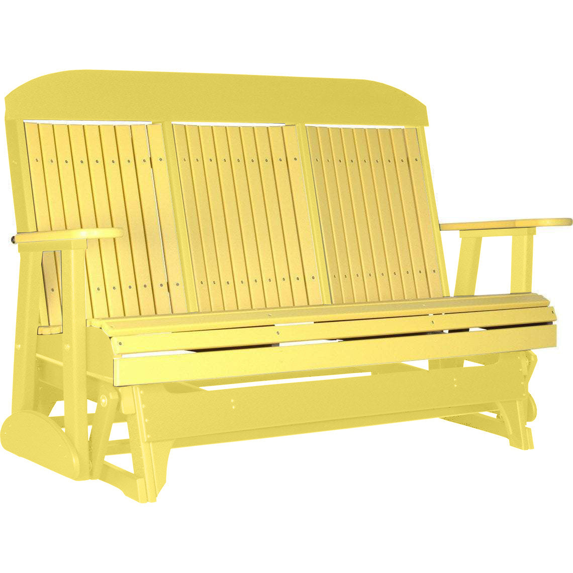 LuxCraft 5 ft. Yellow Recycled Plastic Highback Outdoor Glider - Perfect for Patio, Garden, and Backyard Relaxation