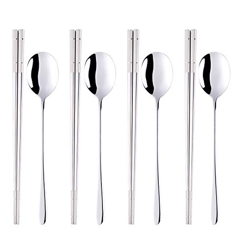 silver-square chopstick and spoon