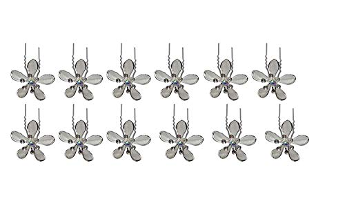 Inaaya Silver Hair Juda Pins for Women & Girls - 12-Piece Hair Decoration Set (25g) - Perfect for Weddings, Parties & Everyday Styling