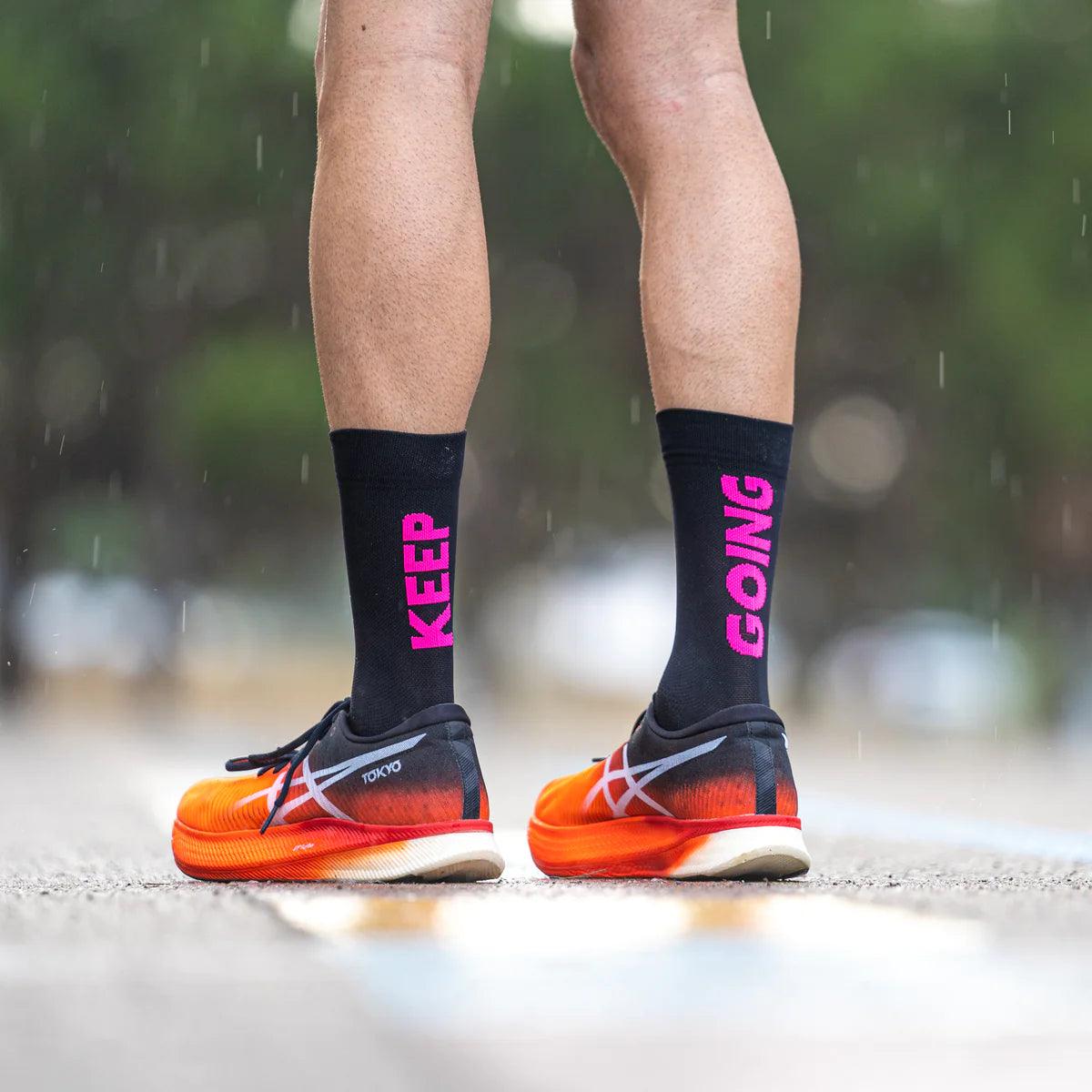 Breathable Black Running Socks for Men & Women - Moisture-Wicking Athletic Socks for Jogging, Gym Workouts & Marathon Training - Sporcks Keep Going Performance Socks