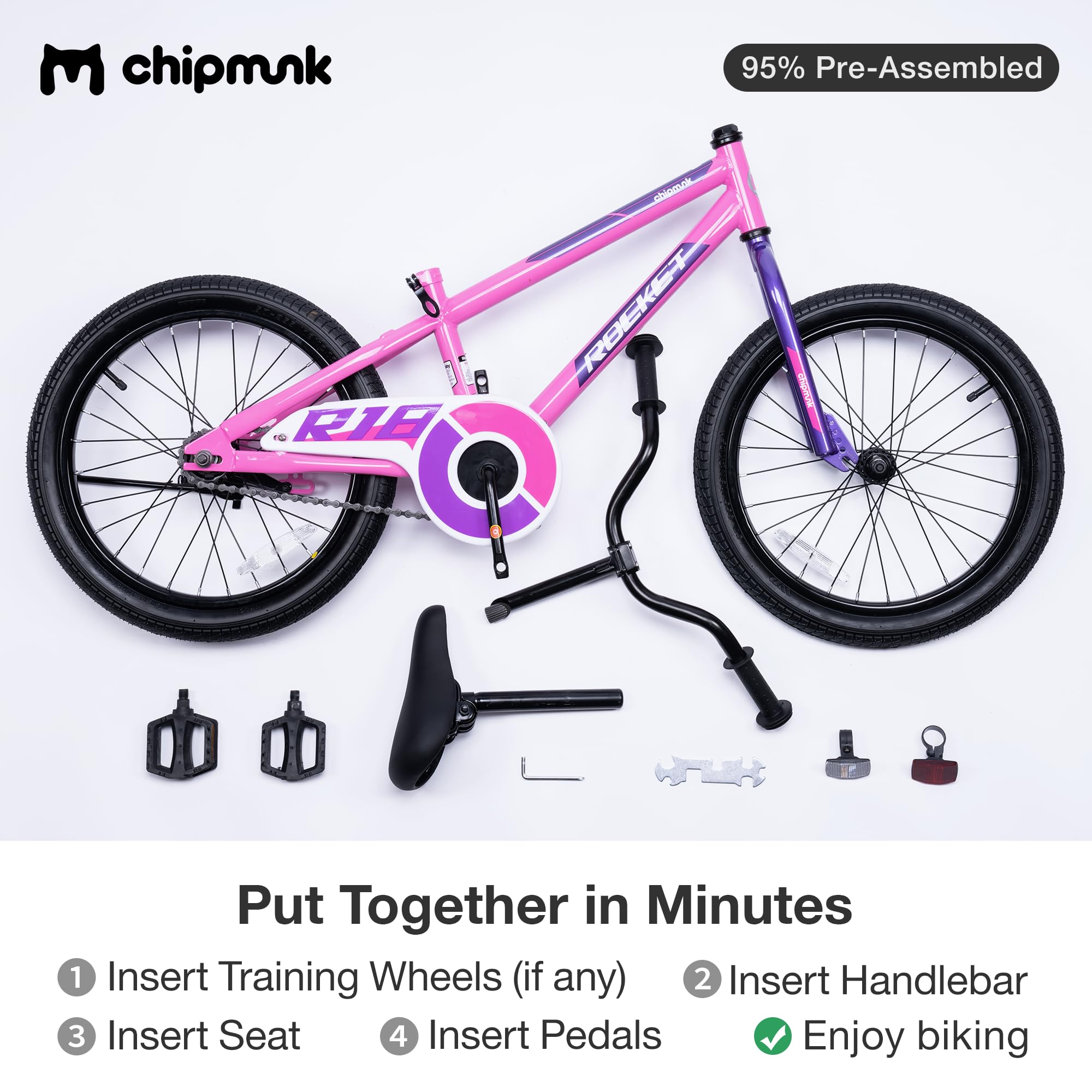 12 14 16 18 Inch Kids Bike for Boys & Girls Ages 3-11 | Chipmunk Toddler Bicycle with Multiple Color Options | Perfect for Beginners Learning to Ride & Outdoor Family Activities