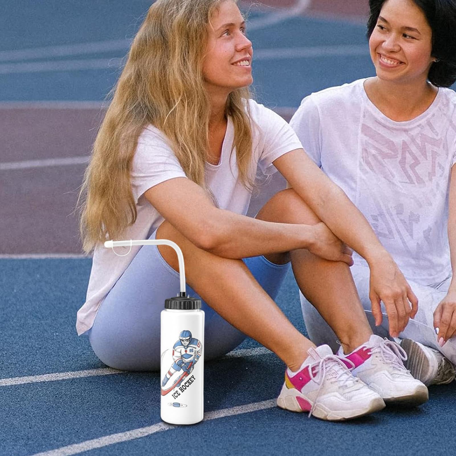 1L Large Capacity Ice Hockey Water Bottle with Long Straw - Portable Sports Water Bottle for Boxing, Cycling, Hiking & Gym - Durable Outdoor Gear for Athletes & Fitness Enthusiasts - Perfect for Training, Games & Outdoor Adventures