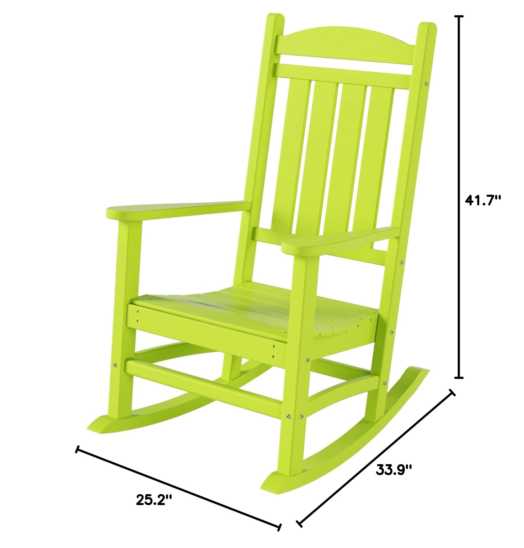 WO Home Furniture 4-Piece Patio Rocking Chair Set - HDPE UV-Resistant Outdoor Rocking Chairs in Lime Green - Perfect for Porch, Garden, and Backyard Relaxation