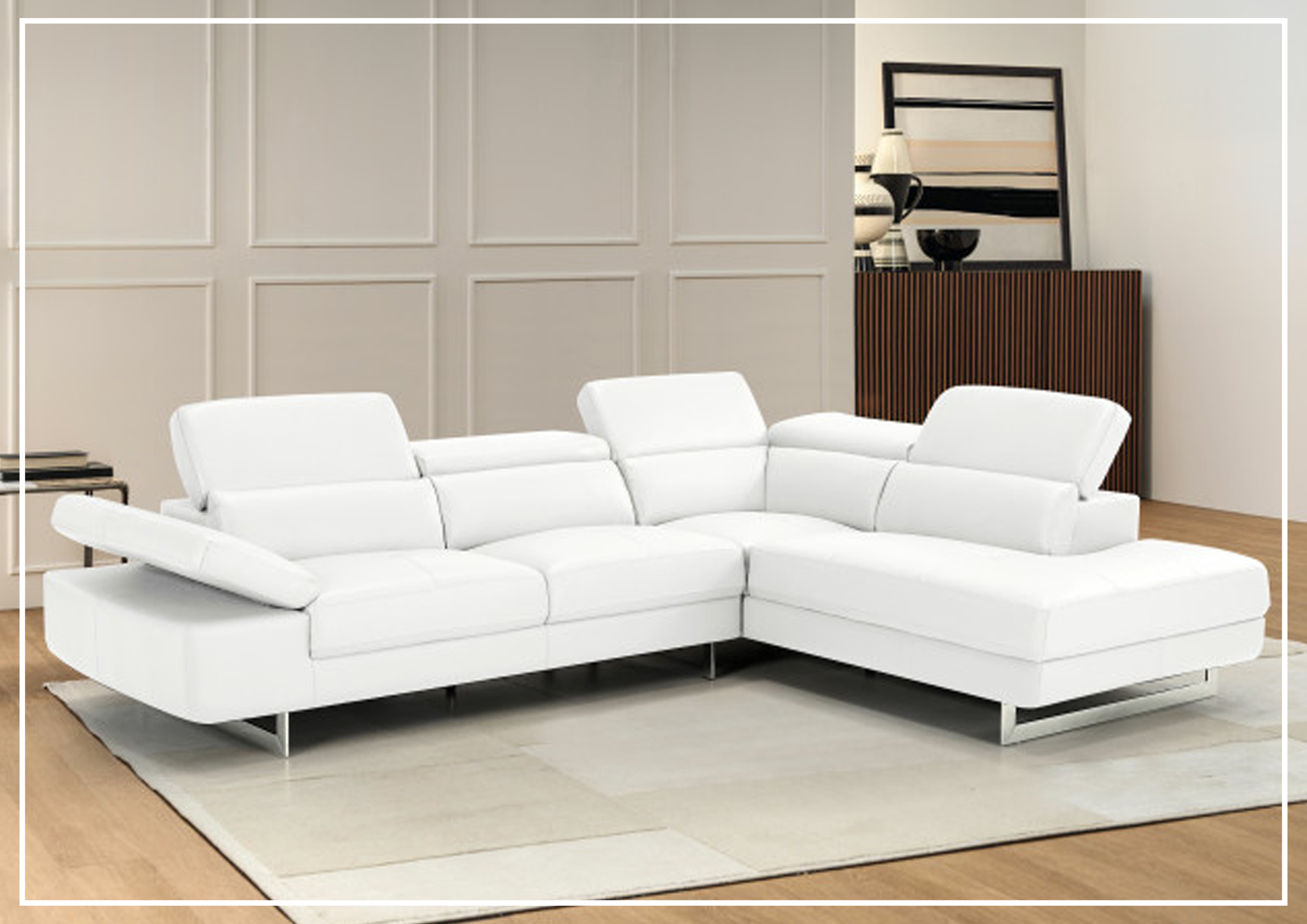 Gio Italia Cavour Mansion L-Shaped Italian Leather Sectional Sofa - Luxurious Modern Living Room Furniture for Home Theater & Family Gatherings