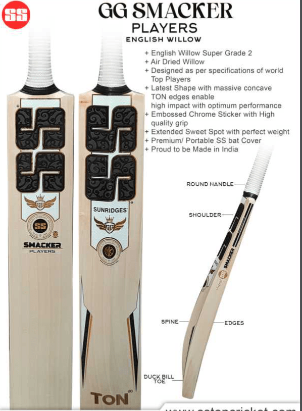 Premium SS GG Smacker Cricket Bat for Adults - High Performance English Willow Cricket Bat for Professional & Casual Play - Perfect for Matches, Training & Backyard Games